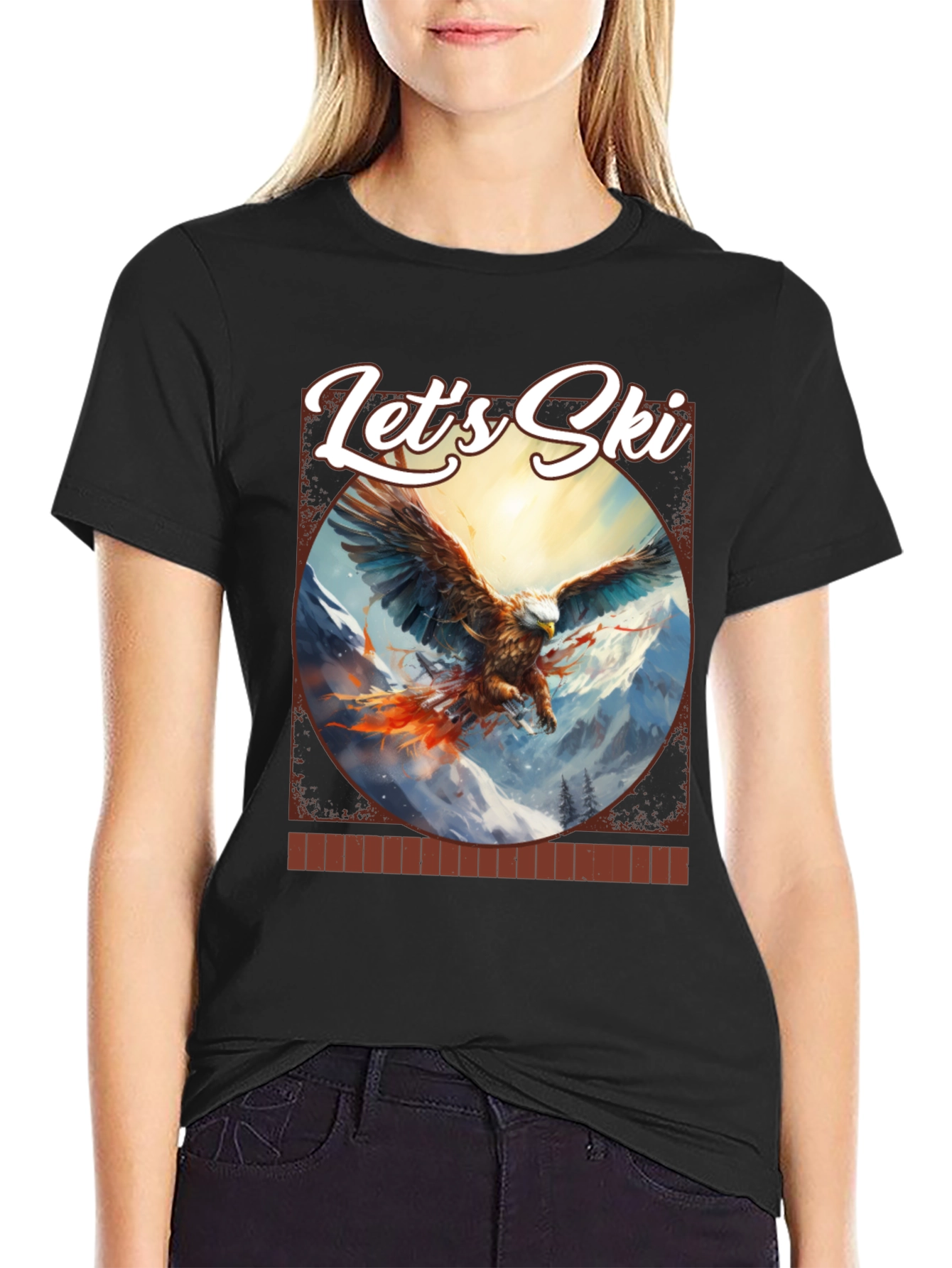Lets Ski Eagle Graphic Tee - Mountain Adventure Shirt