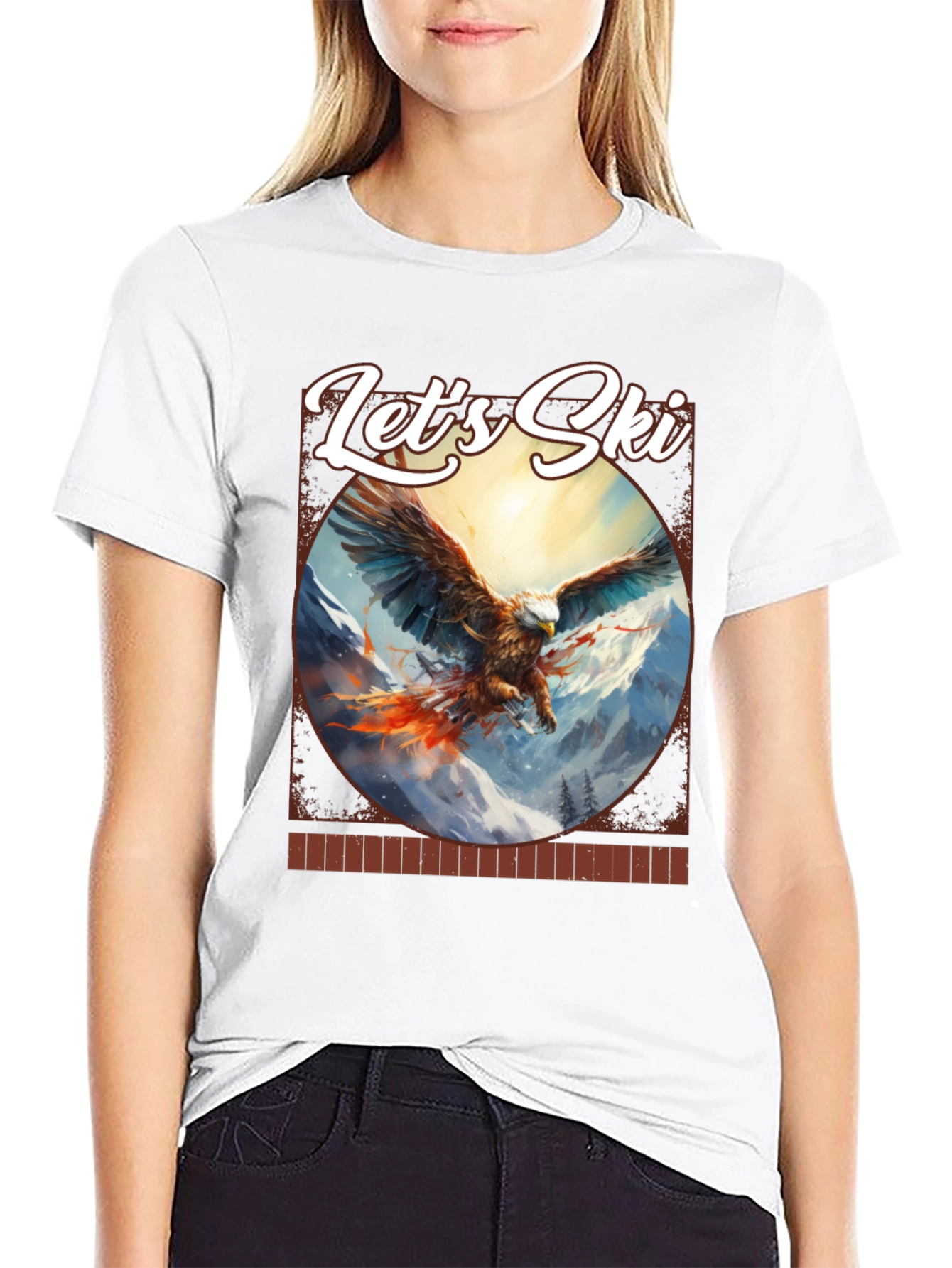 Lets Ski Eagle Graphic Tee - Mountain Adventure Shirt
