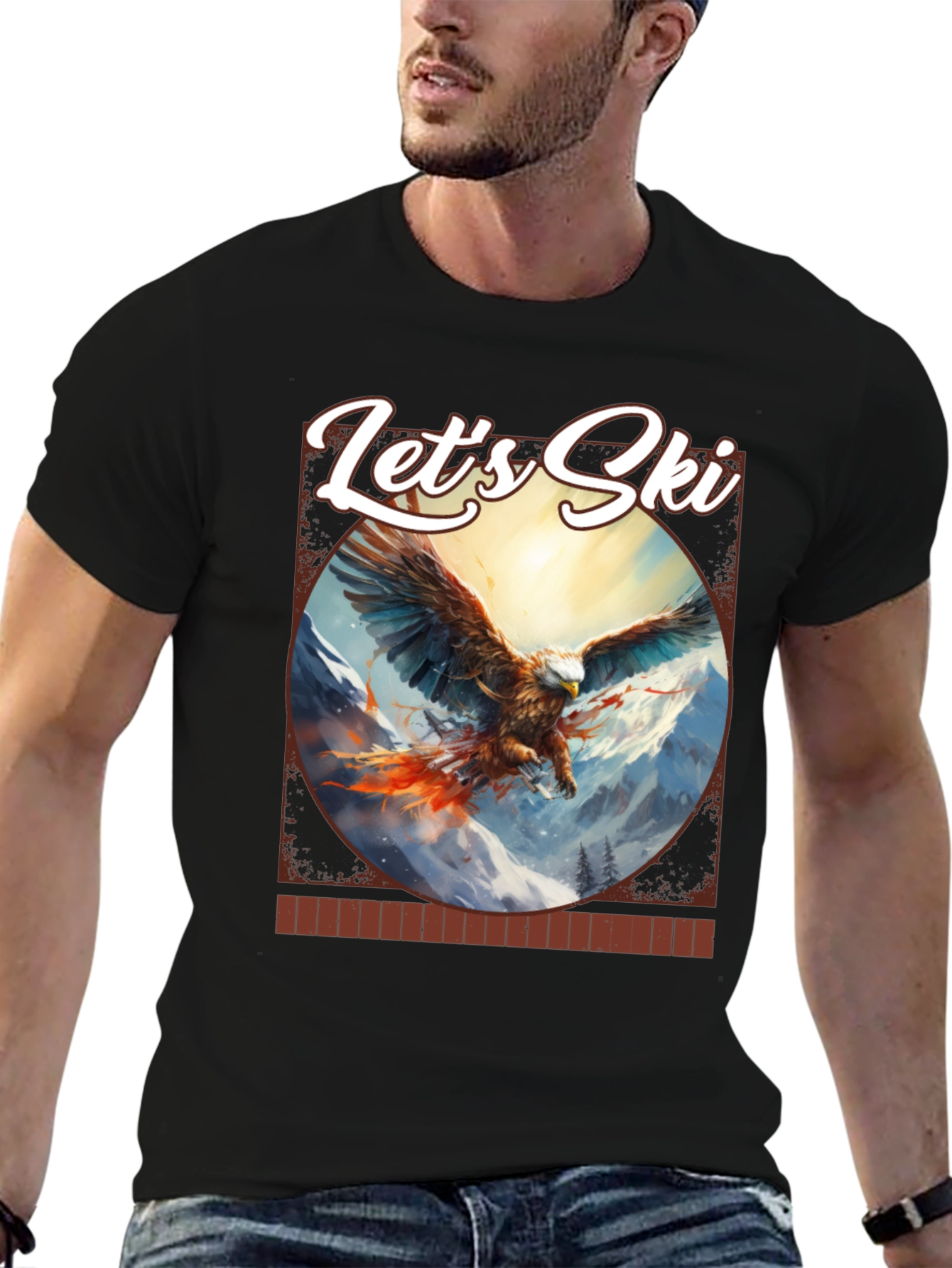 Lets Ski Eagle Graphic Tee - Mountain Adventure Shirt