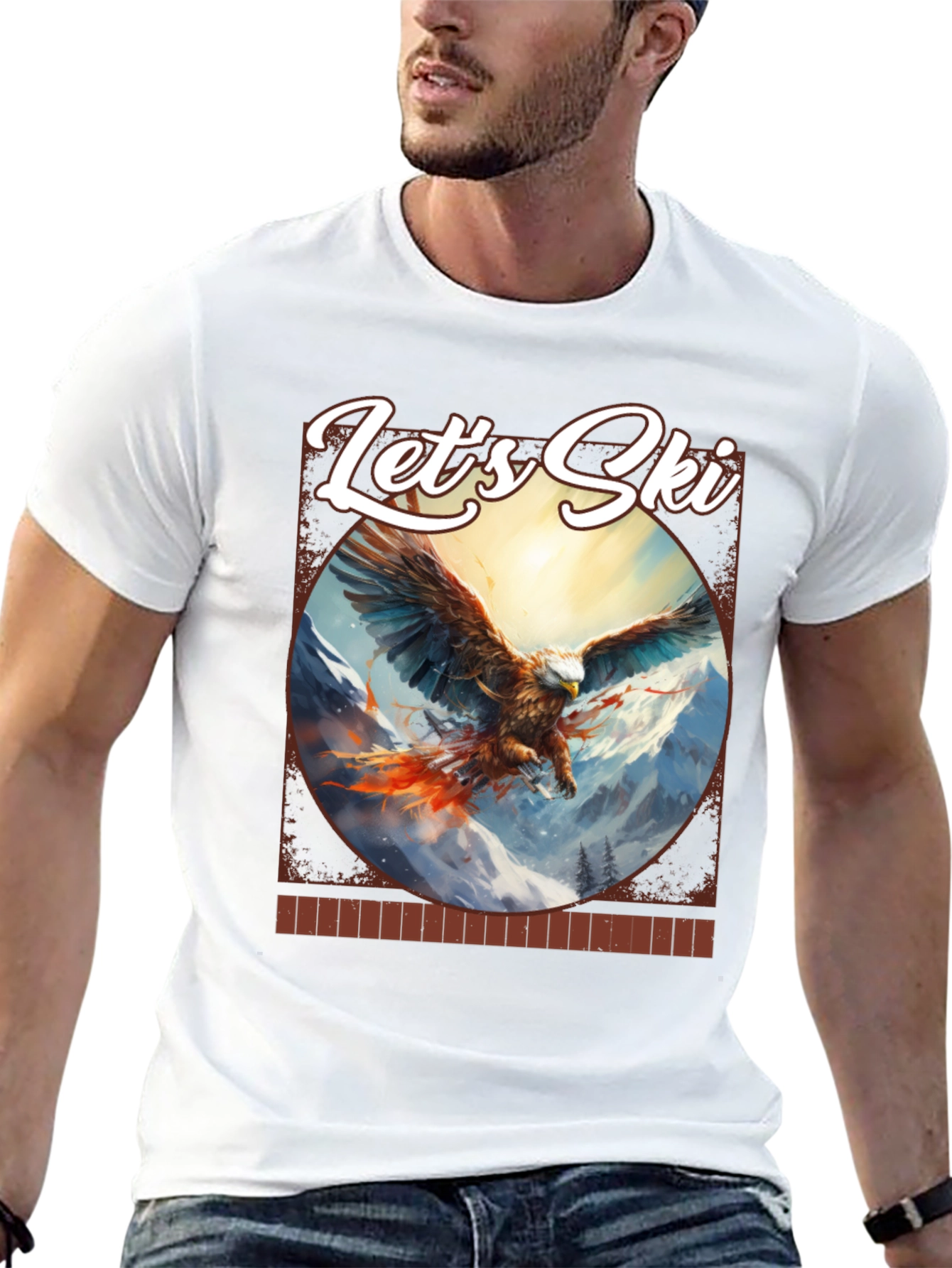 Lets Ski Eagle Graphic Tee - Mountain Adventure Shirt
