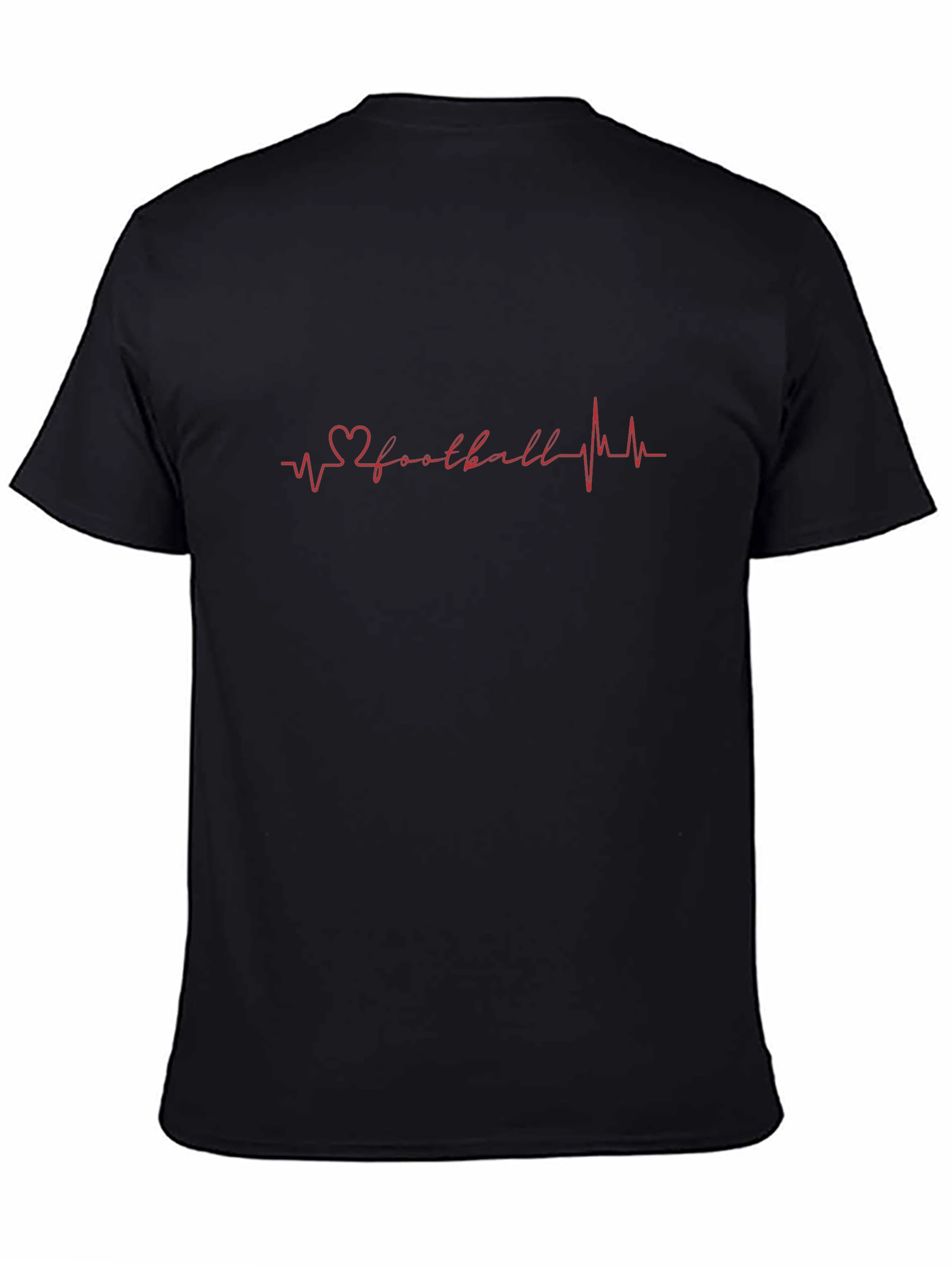 Football Heartbeat Graphic Tee - Black Casual T-Shirt
