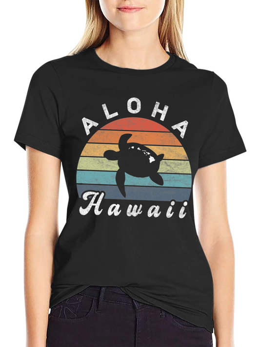 Aloha Hawaii Turtle Sunset Graphic Tee