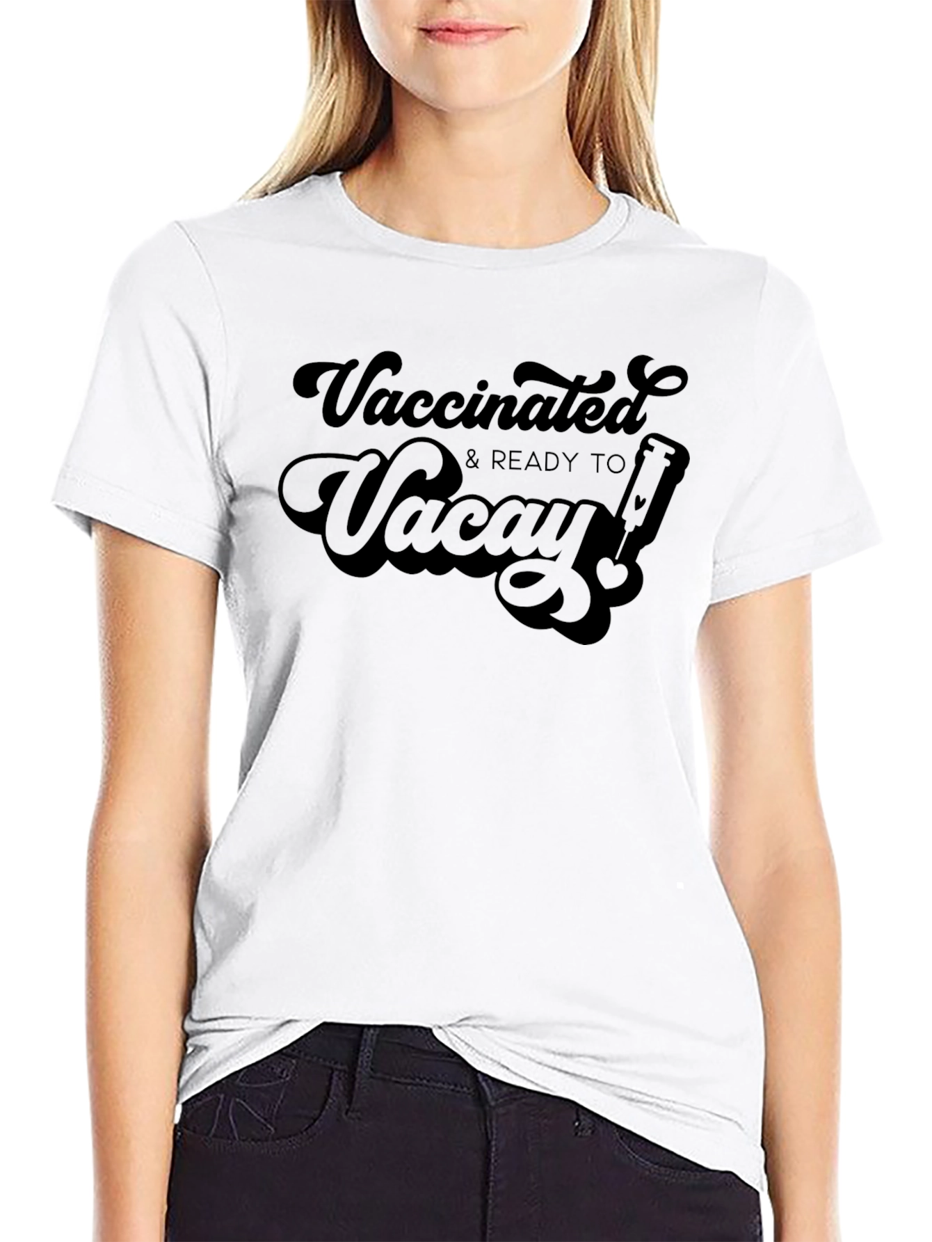 Vaccinated & Ready to Vacay Black Graphic T-Shirt