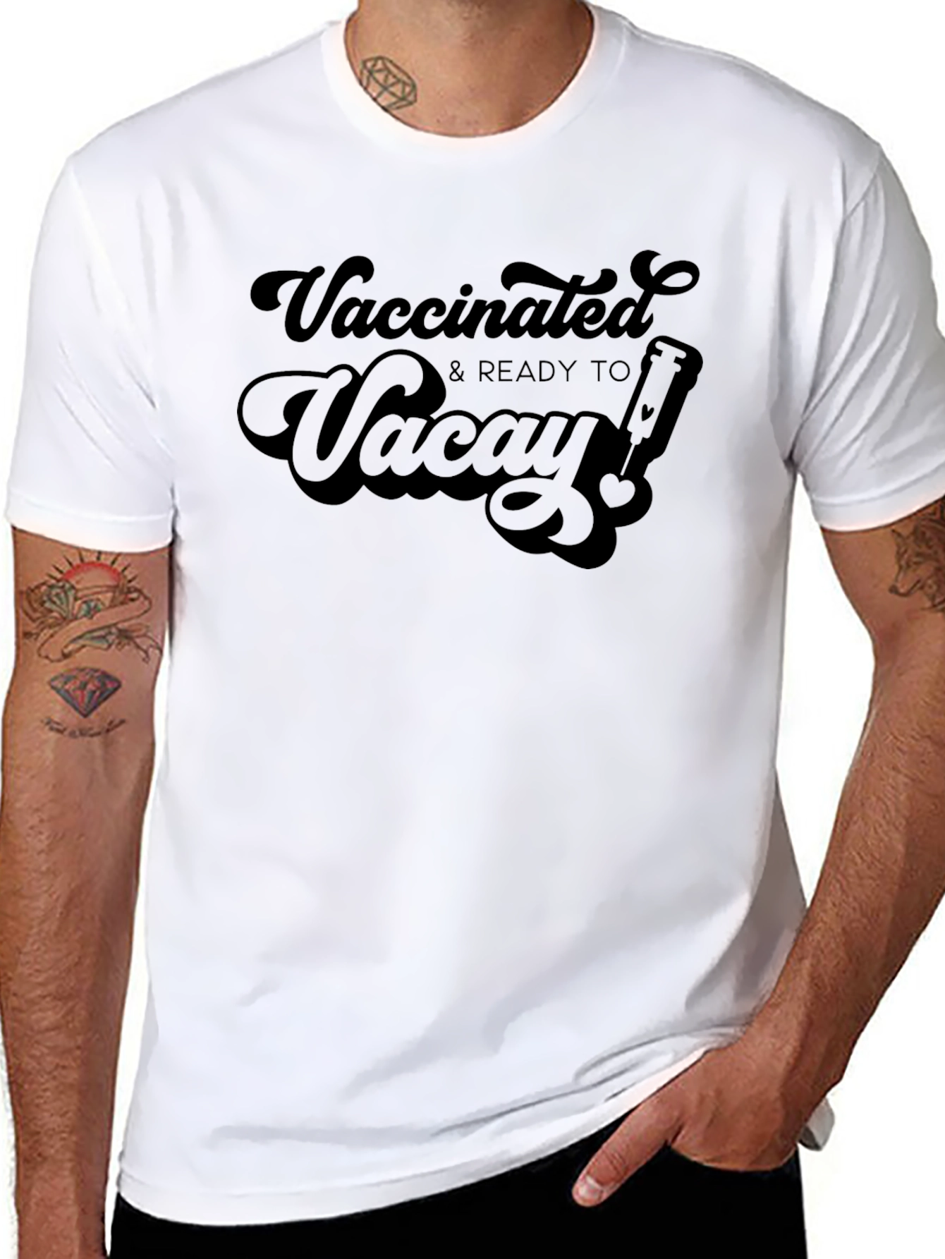 Vaccinated & Ready to Vacay Black Graphic T-Shirt