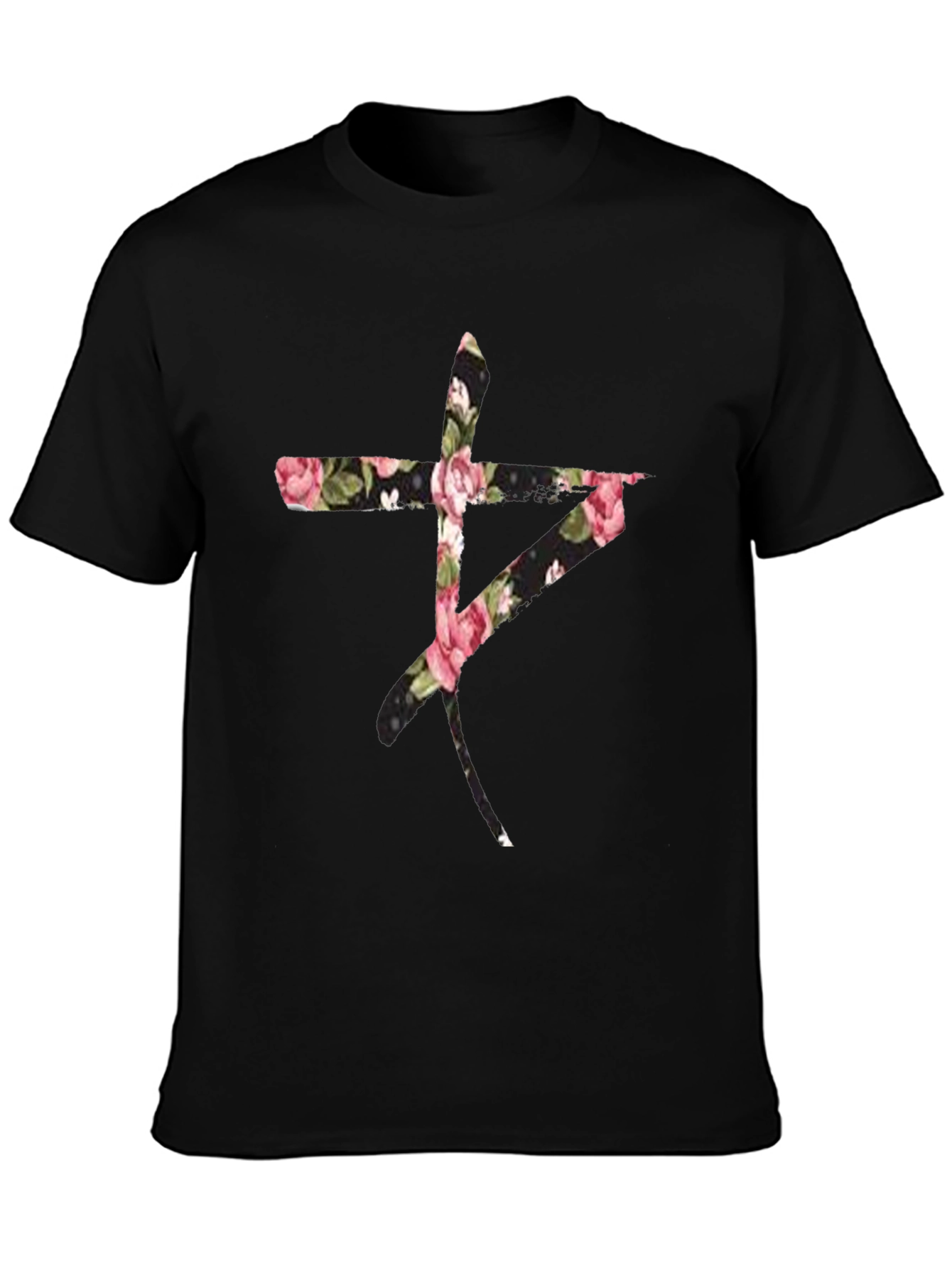 Floral Symbol Black T-Shirt