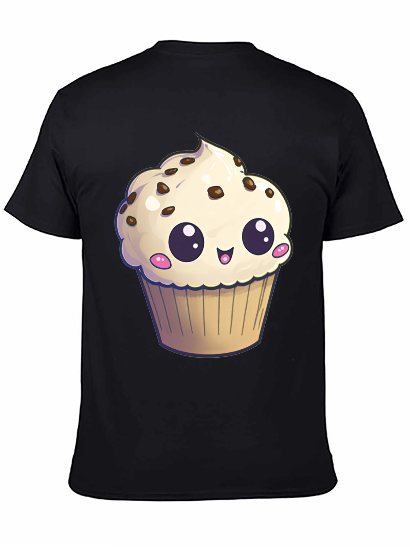 Cute Cupcake Graphic T-Shirt - Black