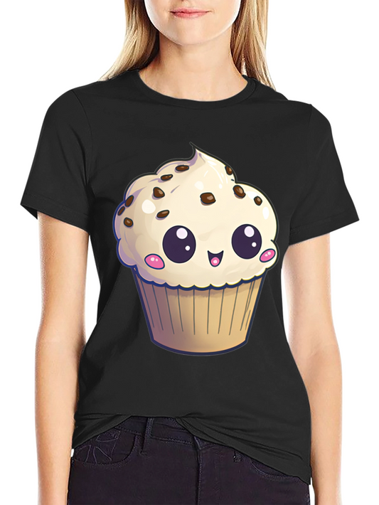 Cute Cupcake Graphic T-Shirt - Black