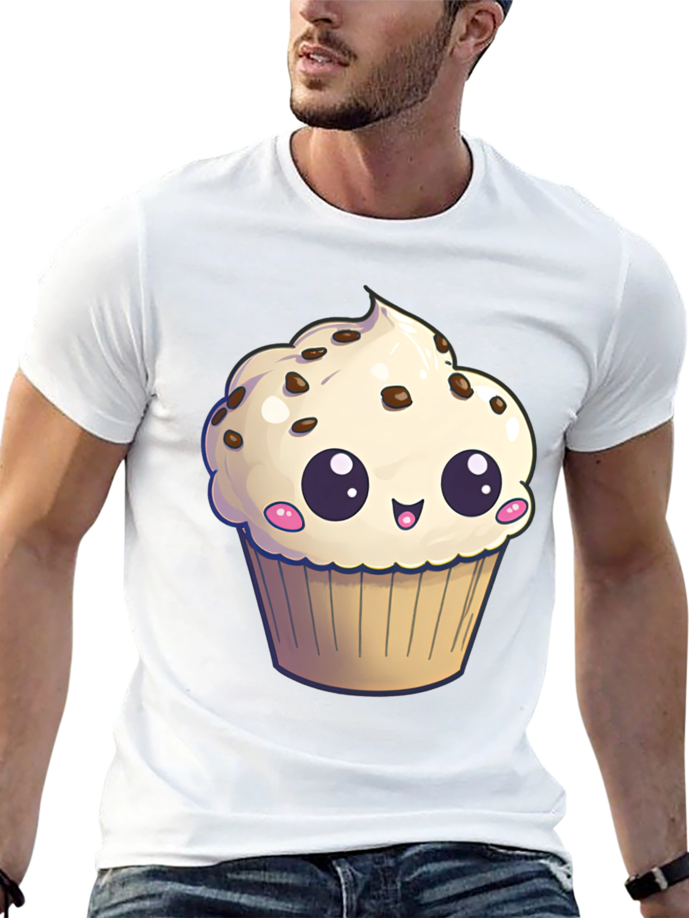 Cute Cupcake Graphic T-Shirt - Black