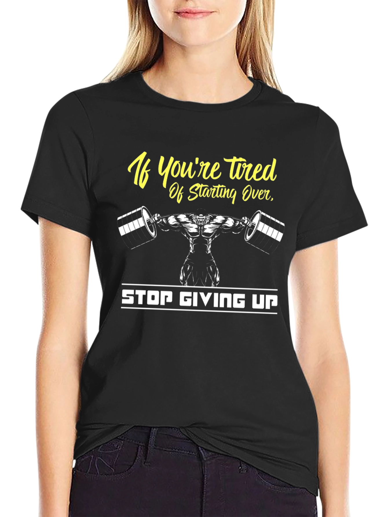 Motivational Gym T-Shirt - Never Give Up!