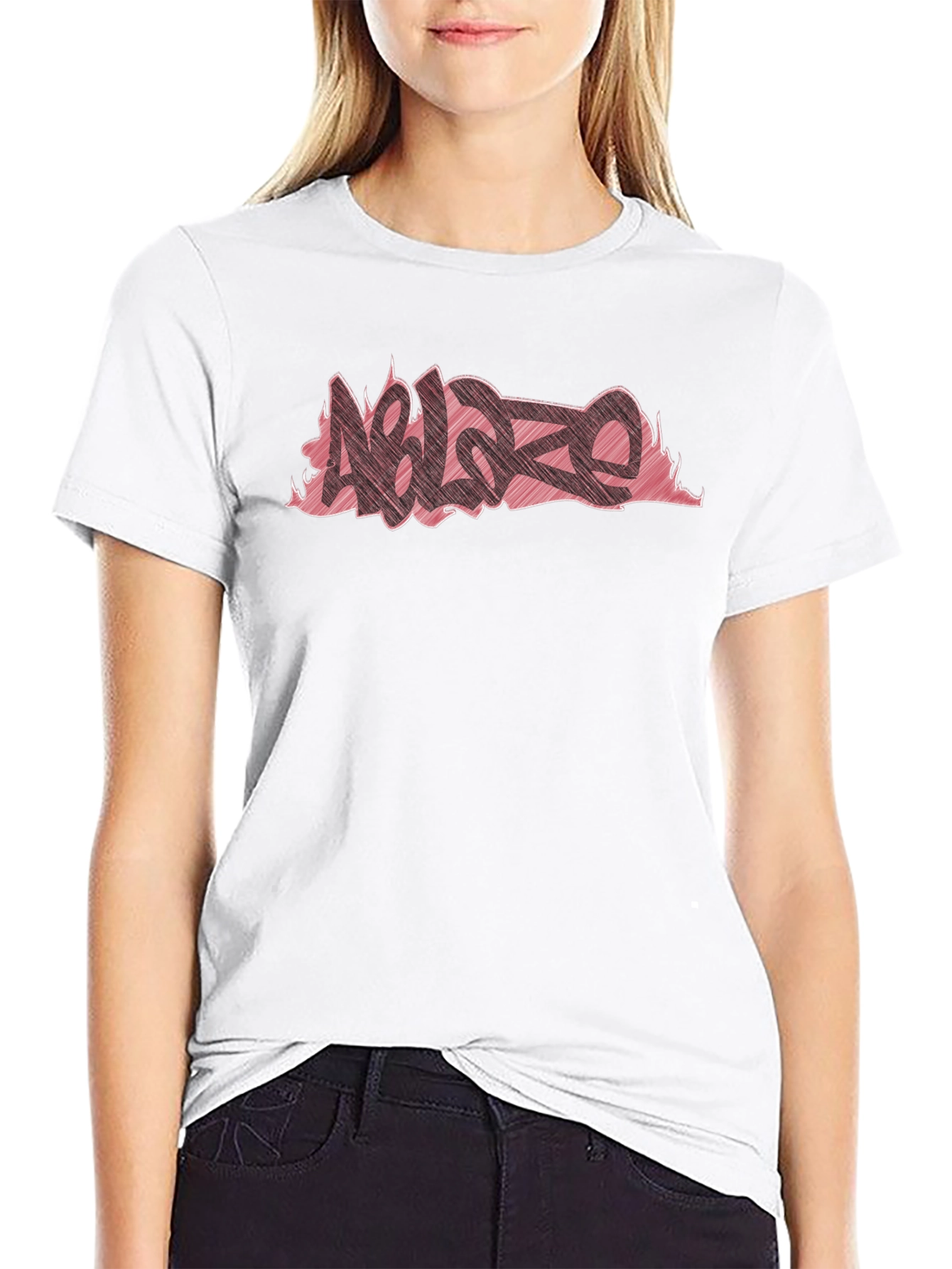 Mens Black T-Shirt with Ablaze Graffiti Design