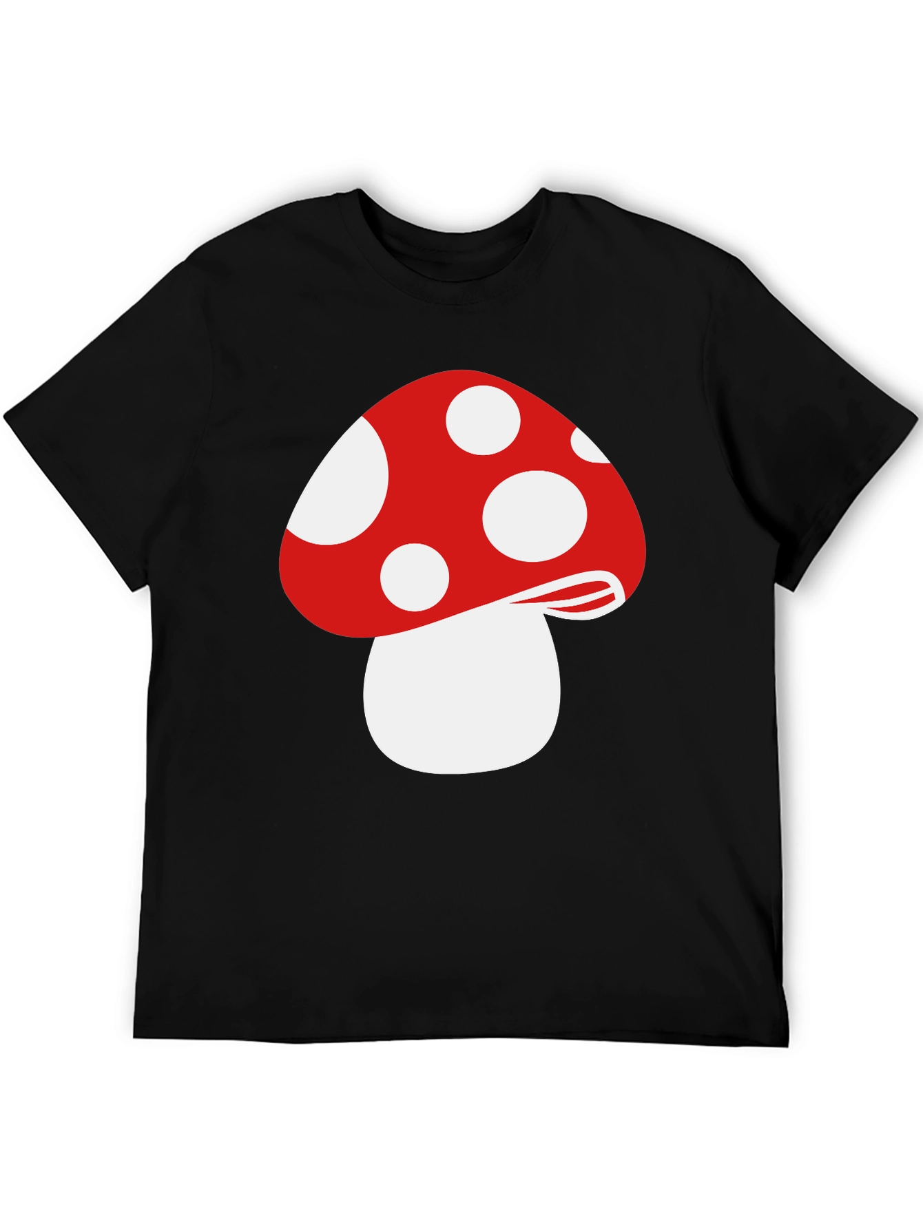Red Mushroom Graphic Tee - Funky Black T-Shirt