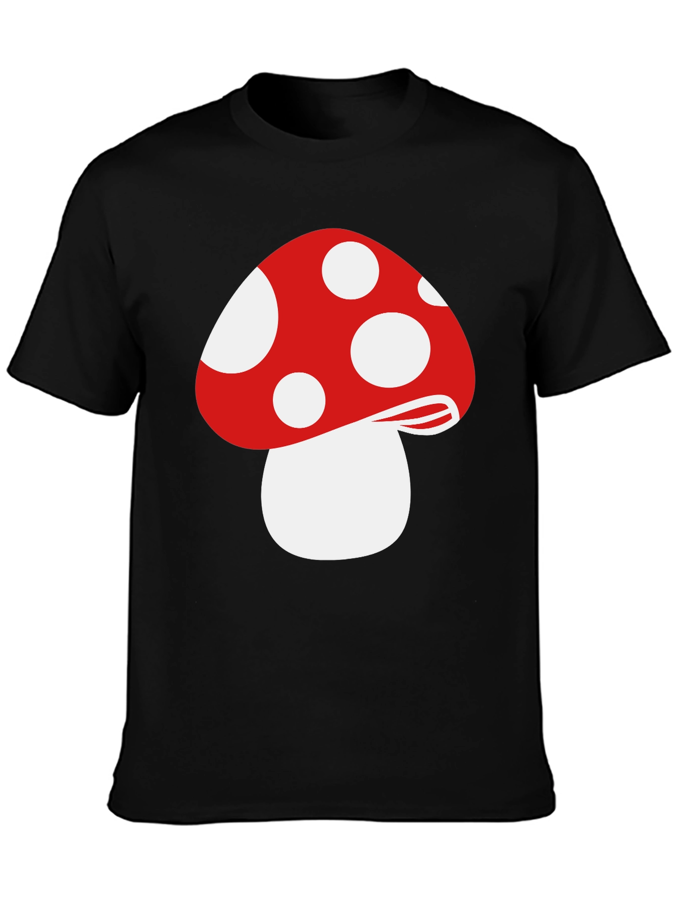 Red Mushroom Graphic Tee - Funky Black T-Shirt