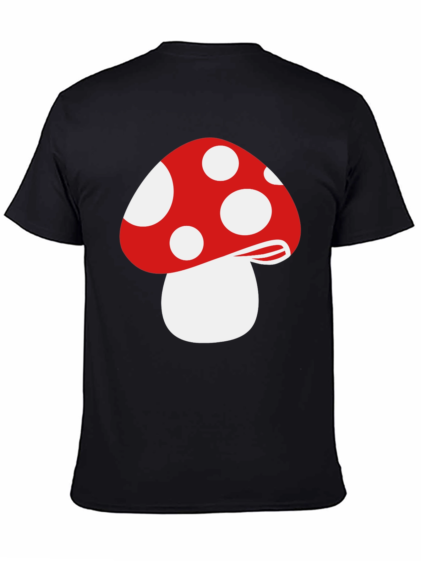 Red Mushroom Graphic Tee - Funky Black T-Shirt