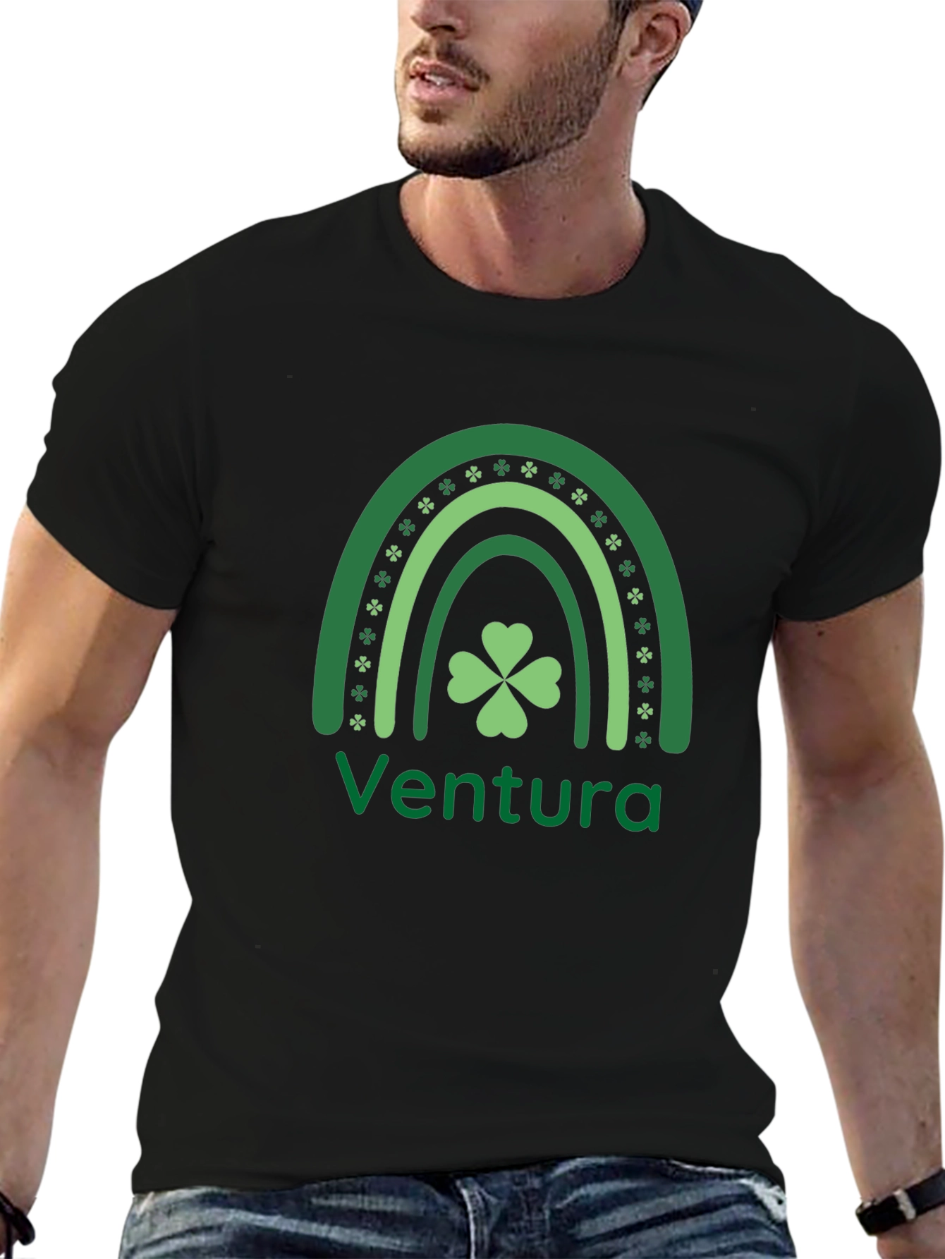St. Patricks Day Ventura Rainbow Clover T-Shirt