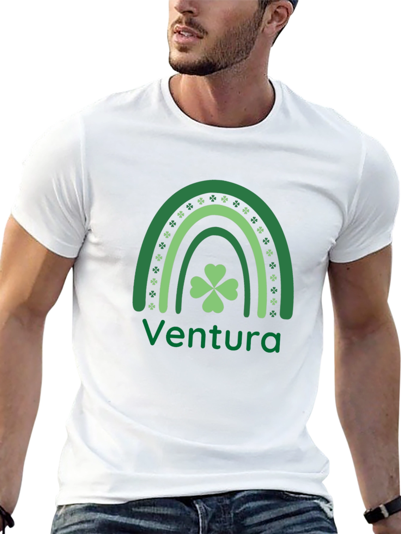 St. Patricks Day Ventura Rainbow Clover T-Shirt
