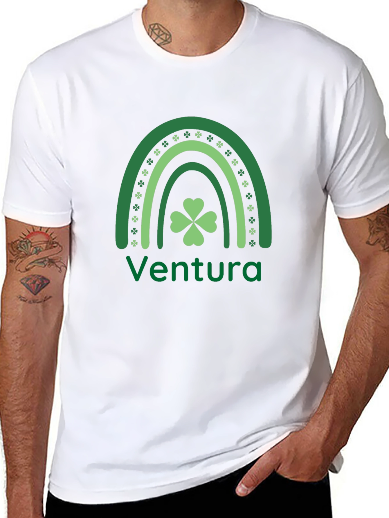 St. Patricks Day Ventura Rainbow Clover T-Shirt