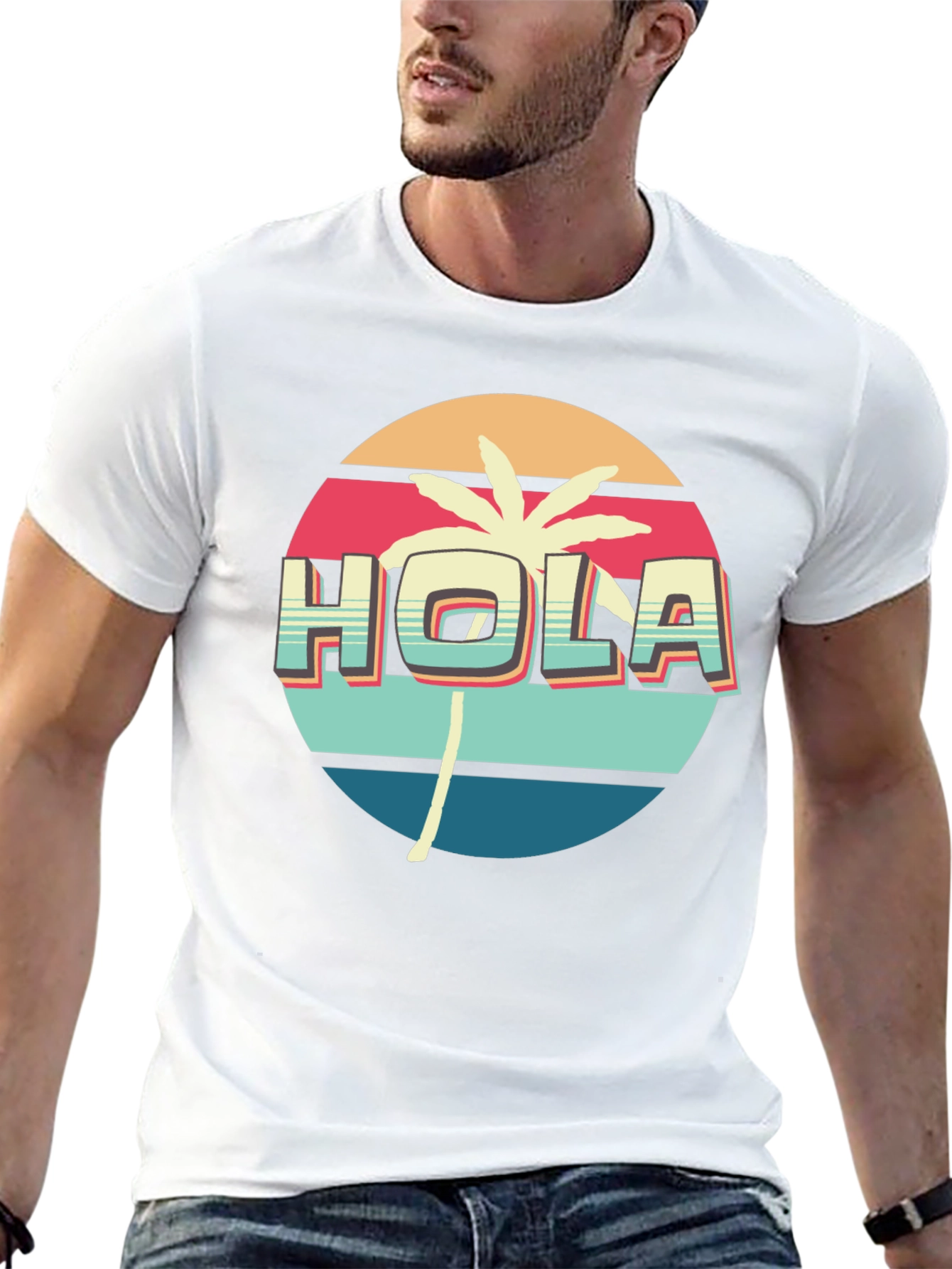 Retro Hola Palm Tree Graphic Tee