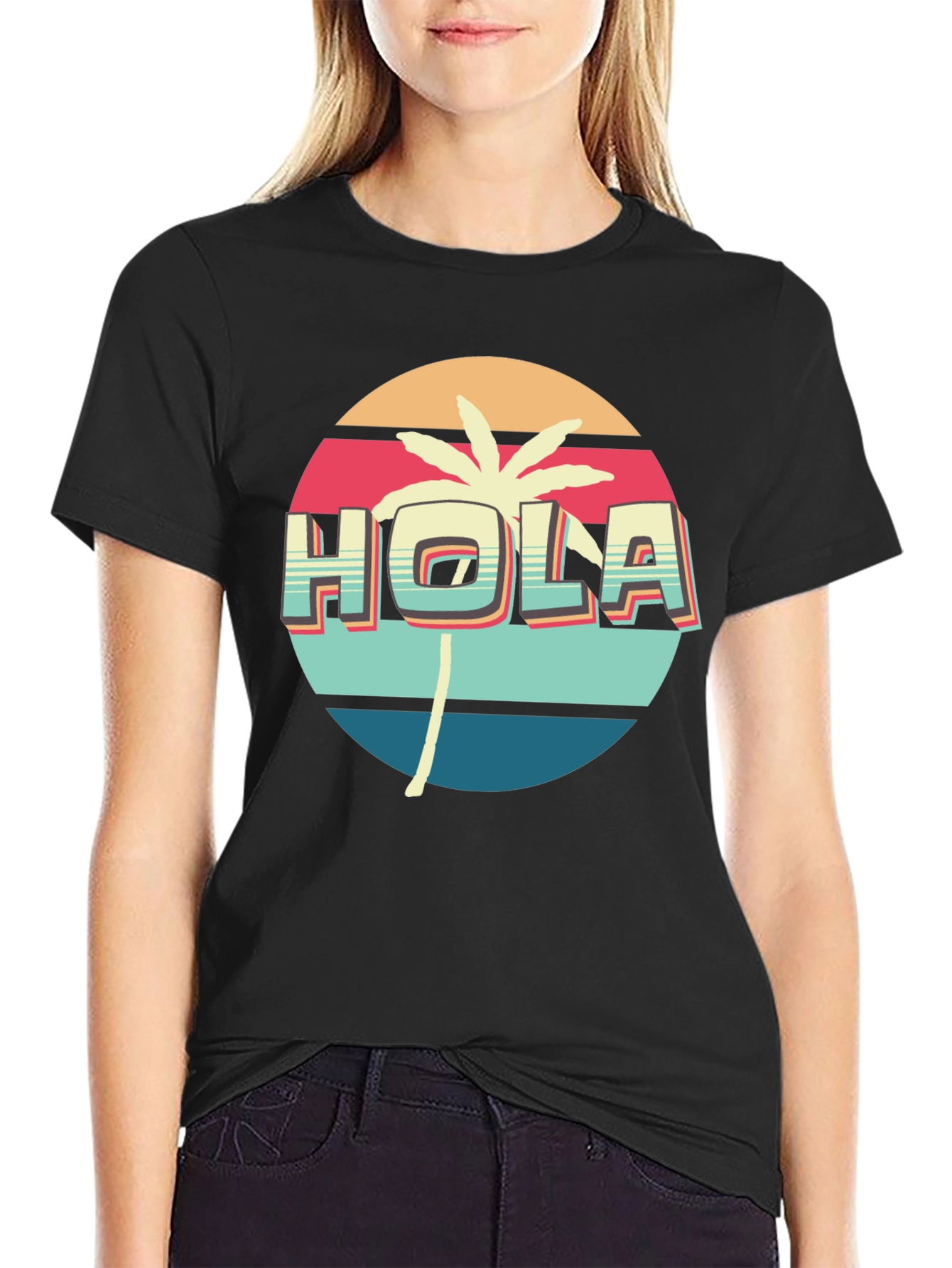 Retro Hola Palm Tree Graphic Tee