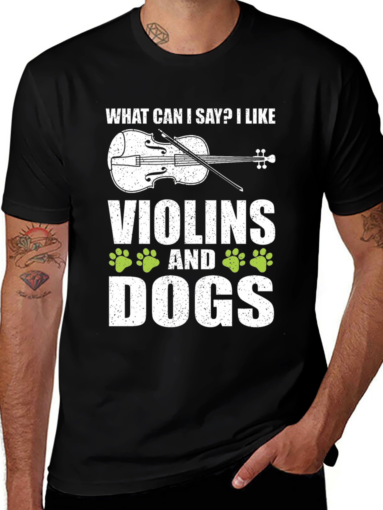 Violin & Dog Lover Black T-Shirt