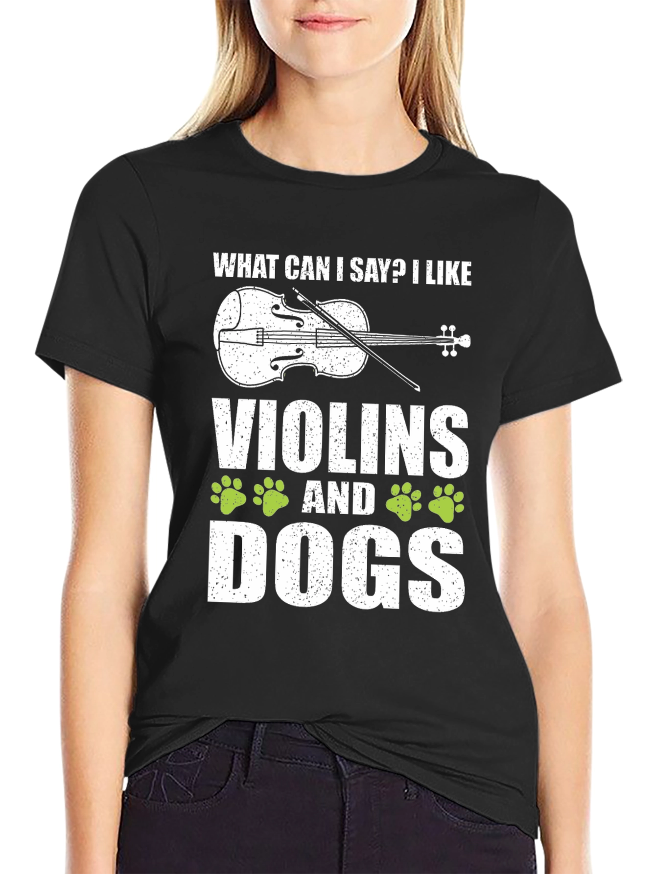 Violin & Dog Lover Black T-Shirt
