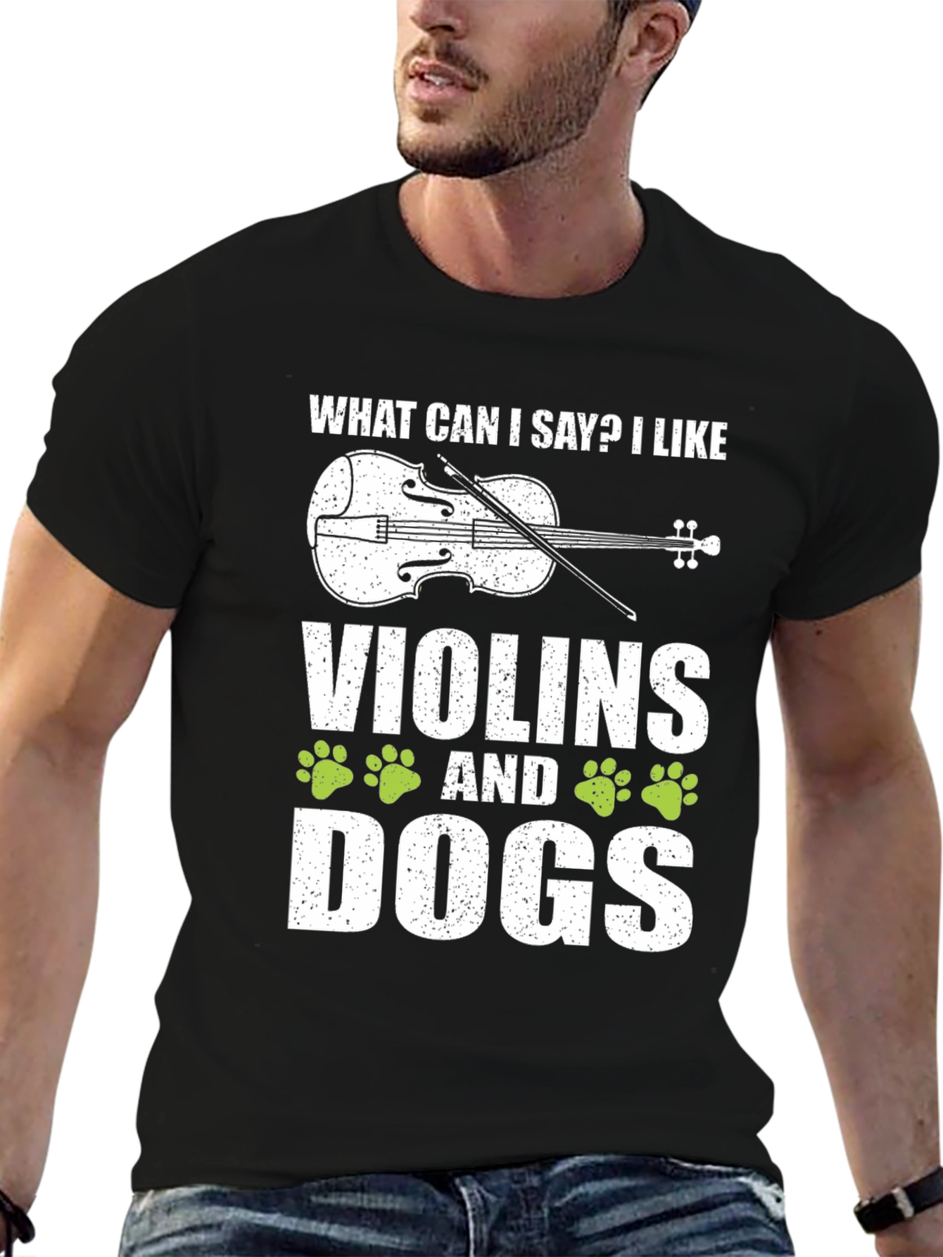 Violin & Dog Lover Black T-Shirt