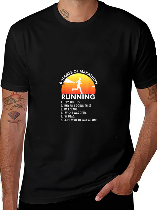 Marathon Runner Stages Black T-Shirt