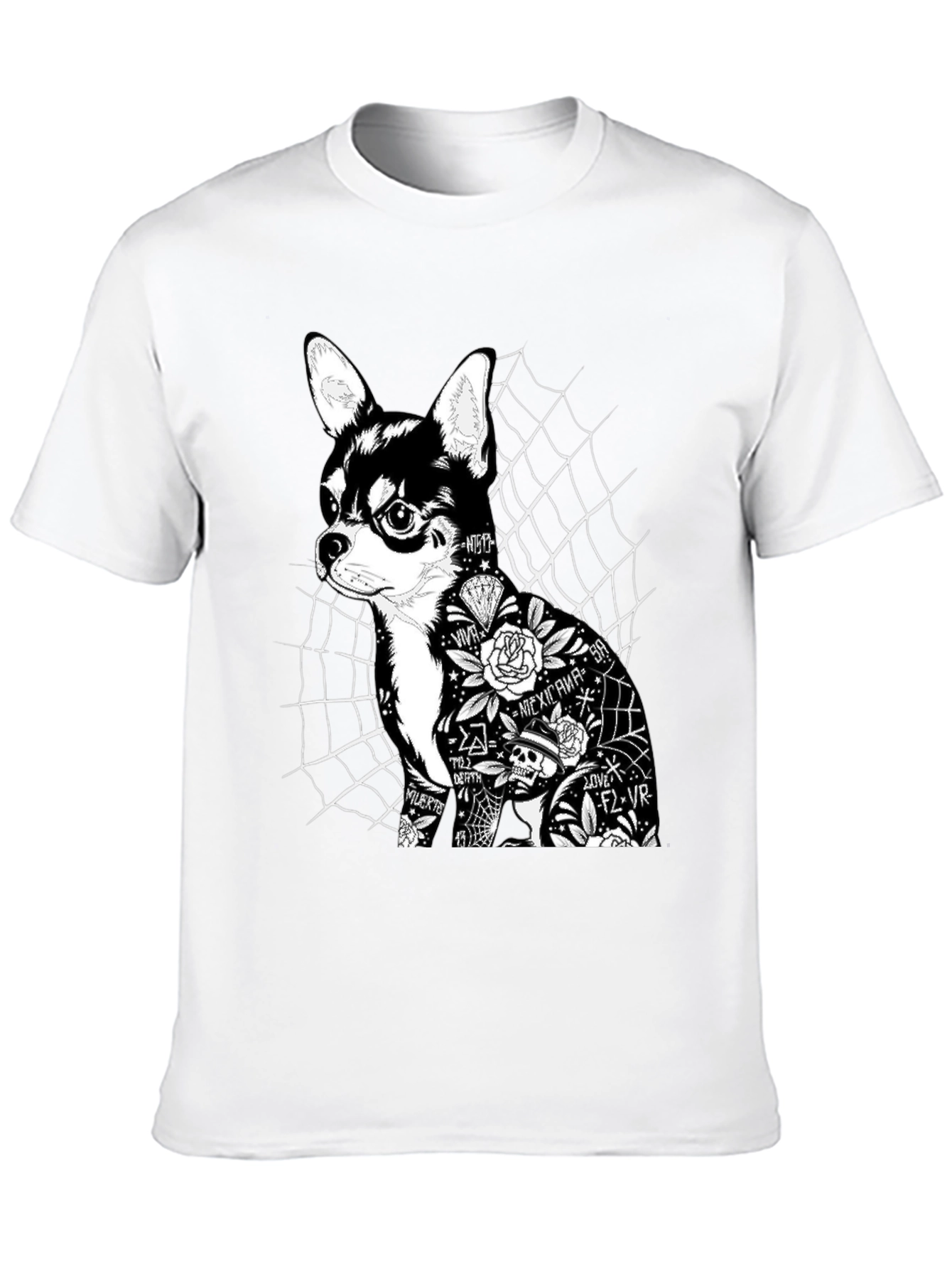 Dog Tattoo Graphic Print Black T-Shirt