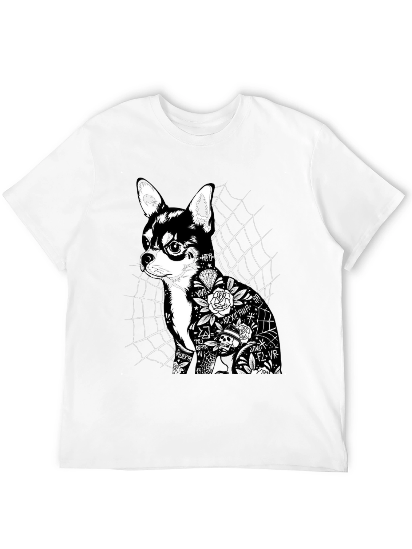 Dog Tattoo Graphic Print Black T-Shirt