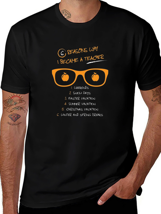 6 Reasons Teacher T-Shirt - Black Funny Teacher Tee