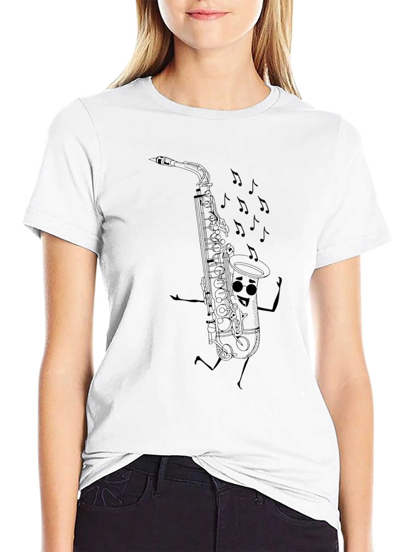 Saxophone Cartoon Graphic T-Shirt - Musical Fun