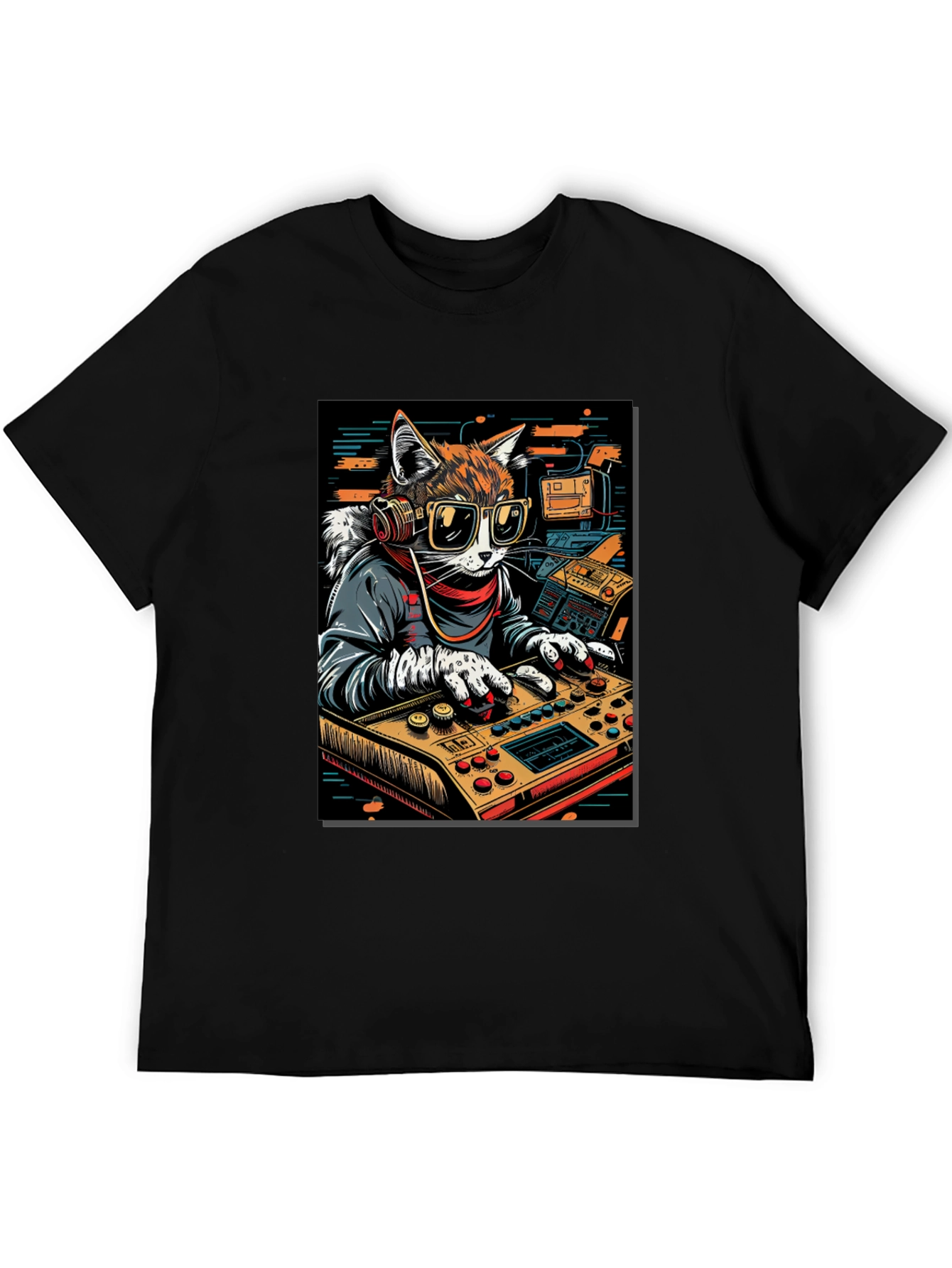DJ Cat Graphic Tee - Cool & Unique Design