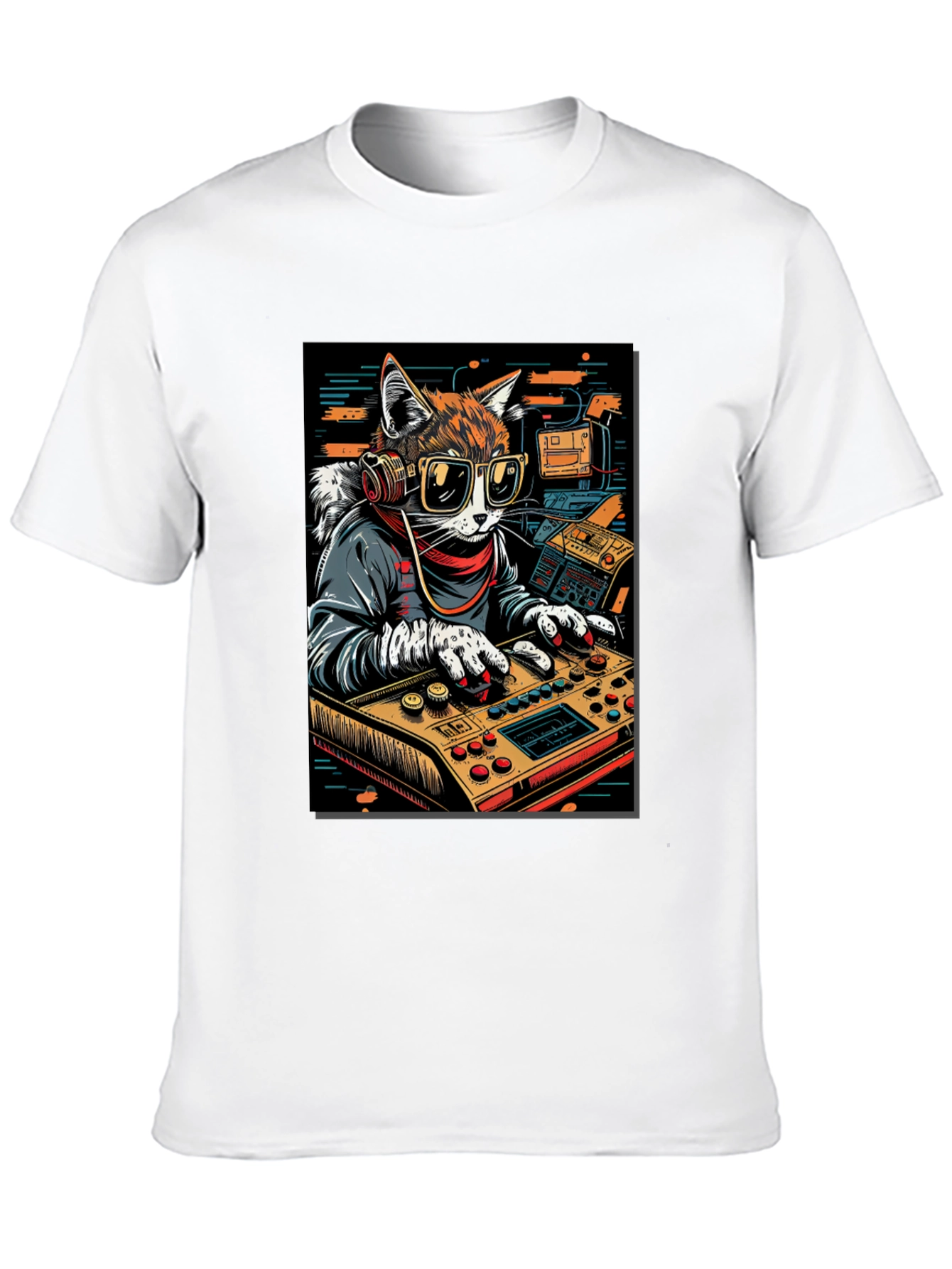 DJ Cat Graphic Tee - Cool & Unique Design