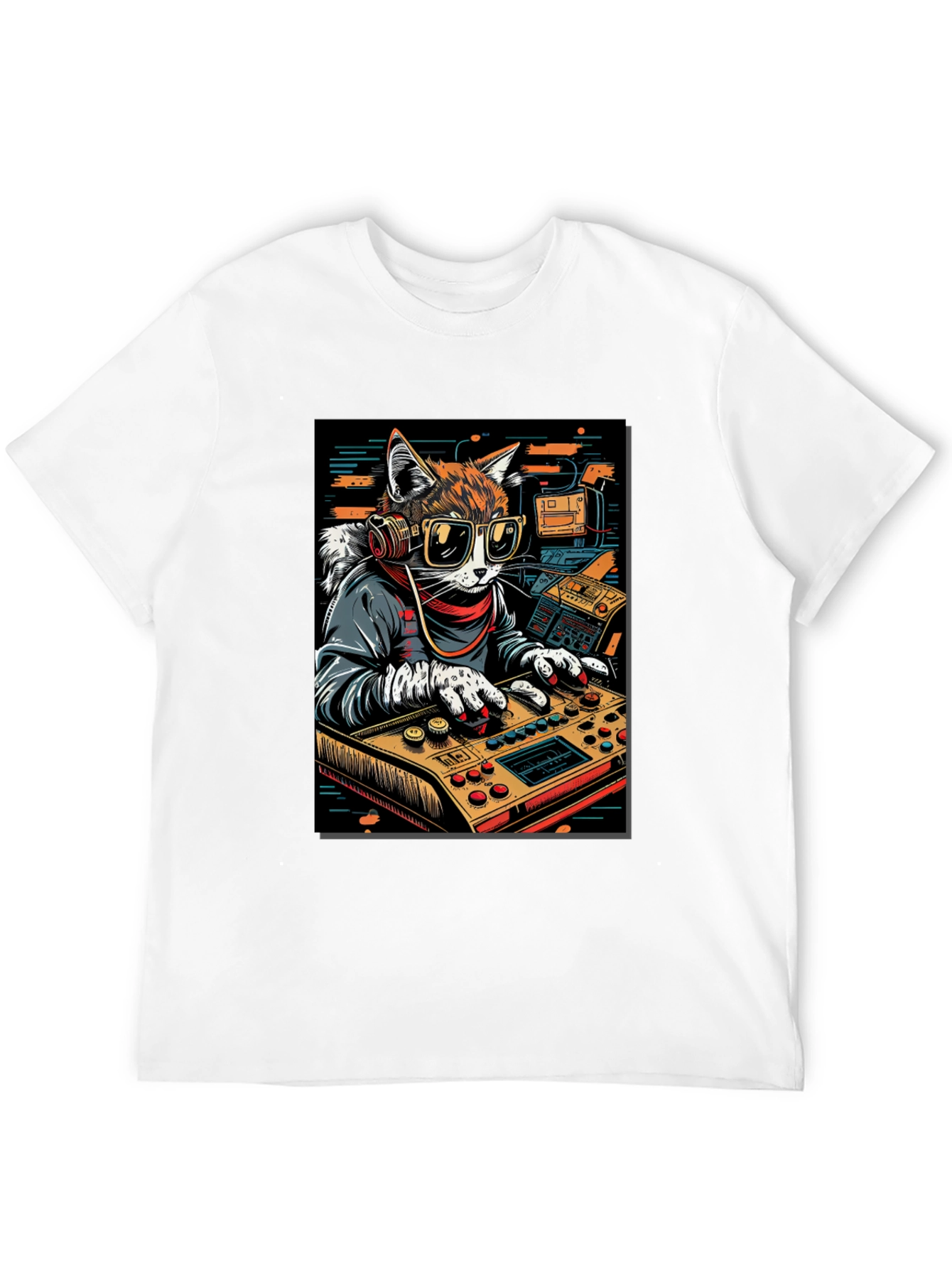 DJ Cat Graphic Tee - Cool & Unique Design