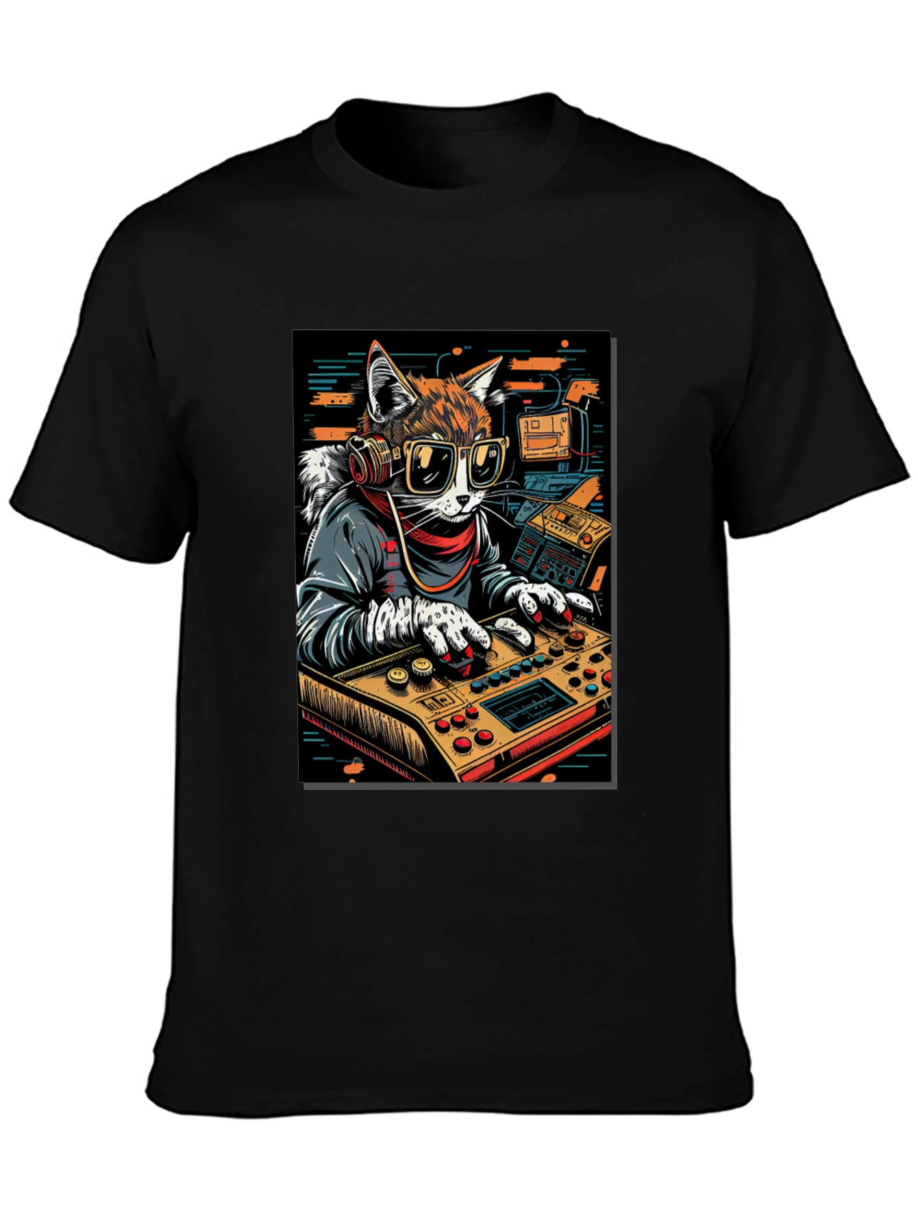 DJ Cat Graphic Tee - Cool & Unique Design