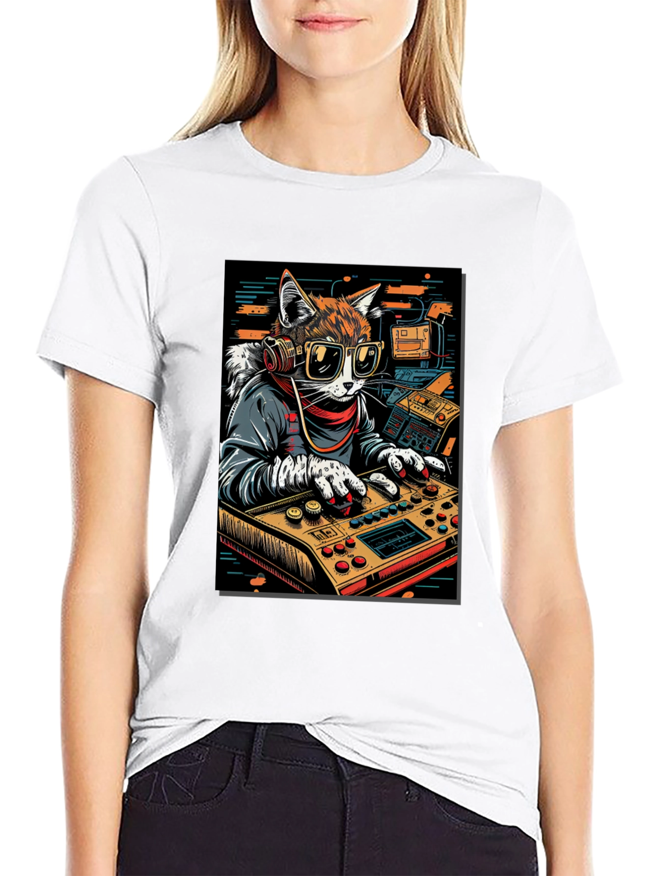 DJ Cat Graphic Tee - Cool & Unique Design