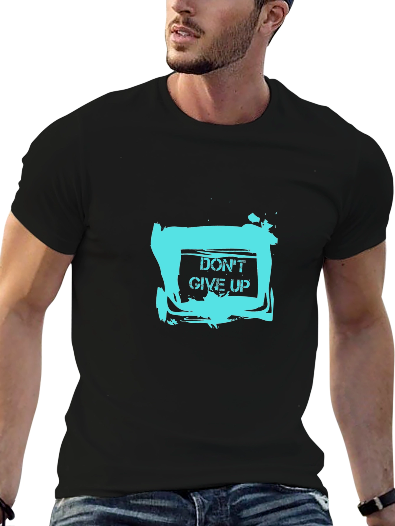 Dont Give Up Graphic Tee - Motivational Black T-Shirt