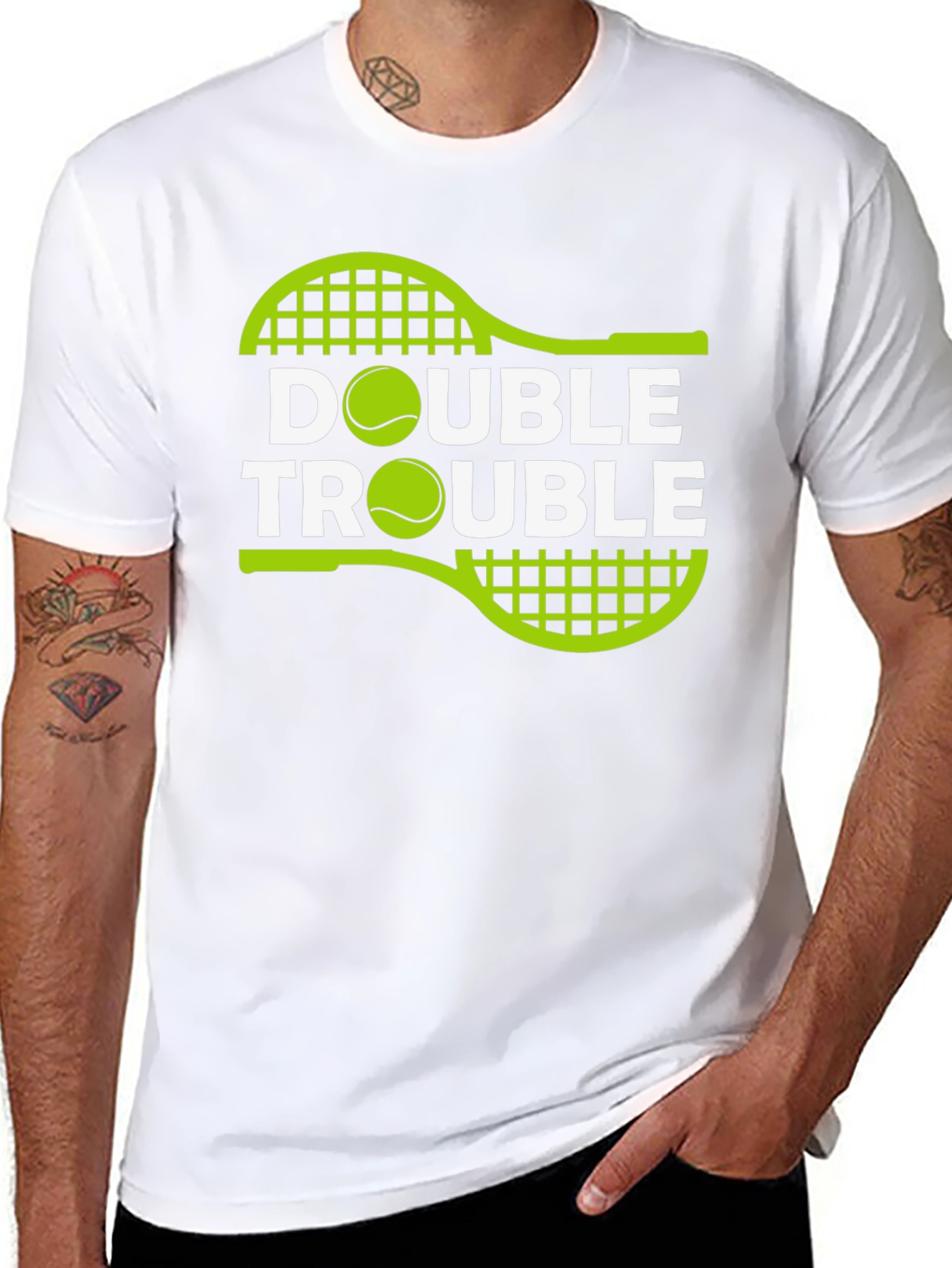 Double Trouble Tennis Graphic T-Shirt