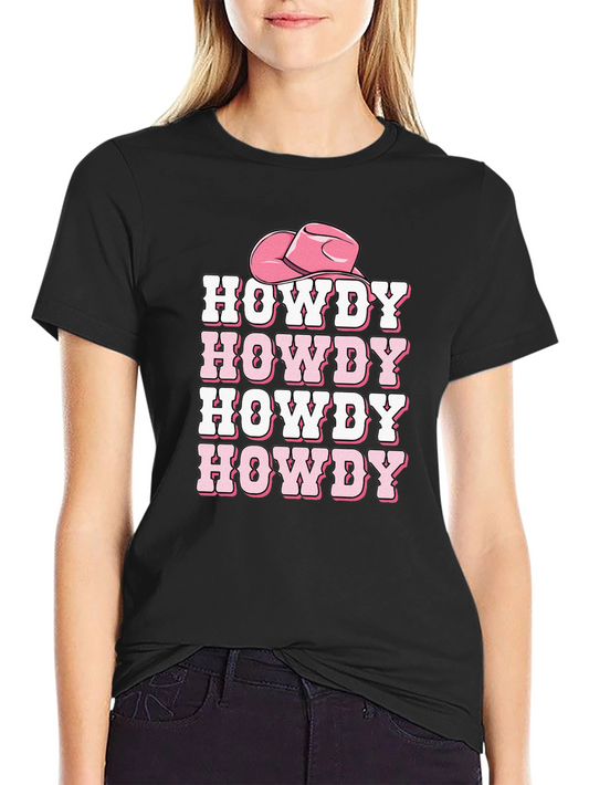 Howdy Cowboy Tee - Pink Cowgirl Hat