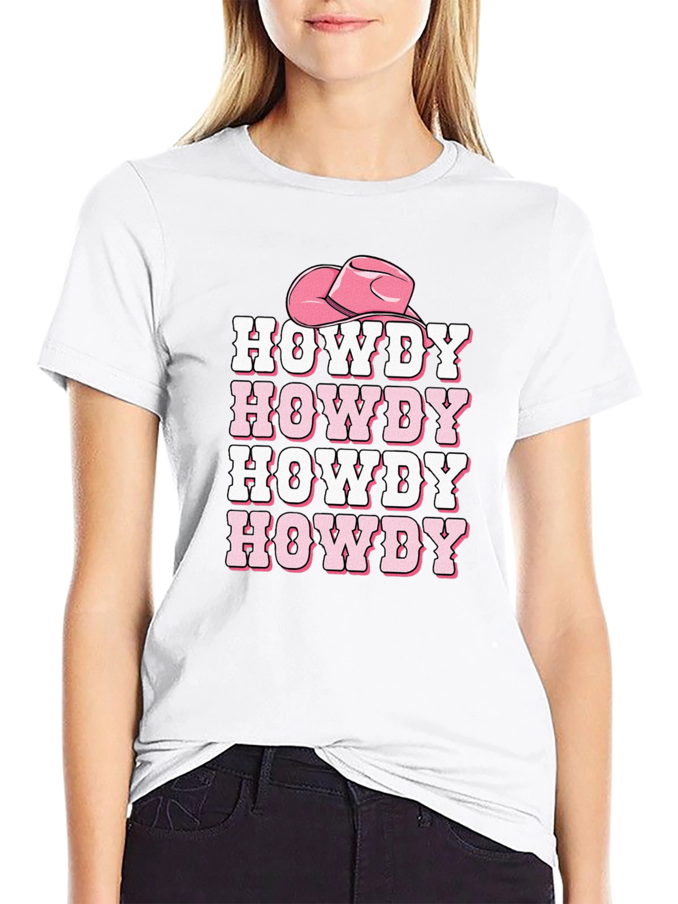 Howdy Cowboy Tee - Pink Cowgirl Hat
