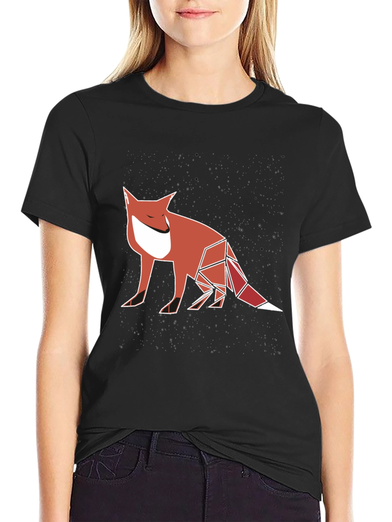 Geometric Fox Graphic Tee - Modern Mens T-Shirt