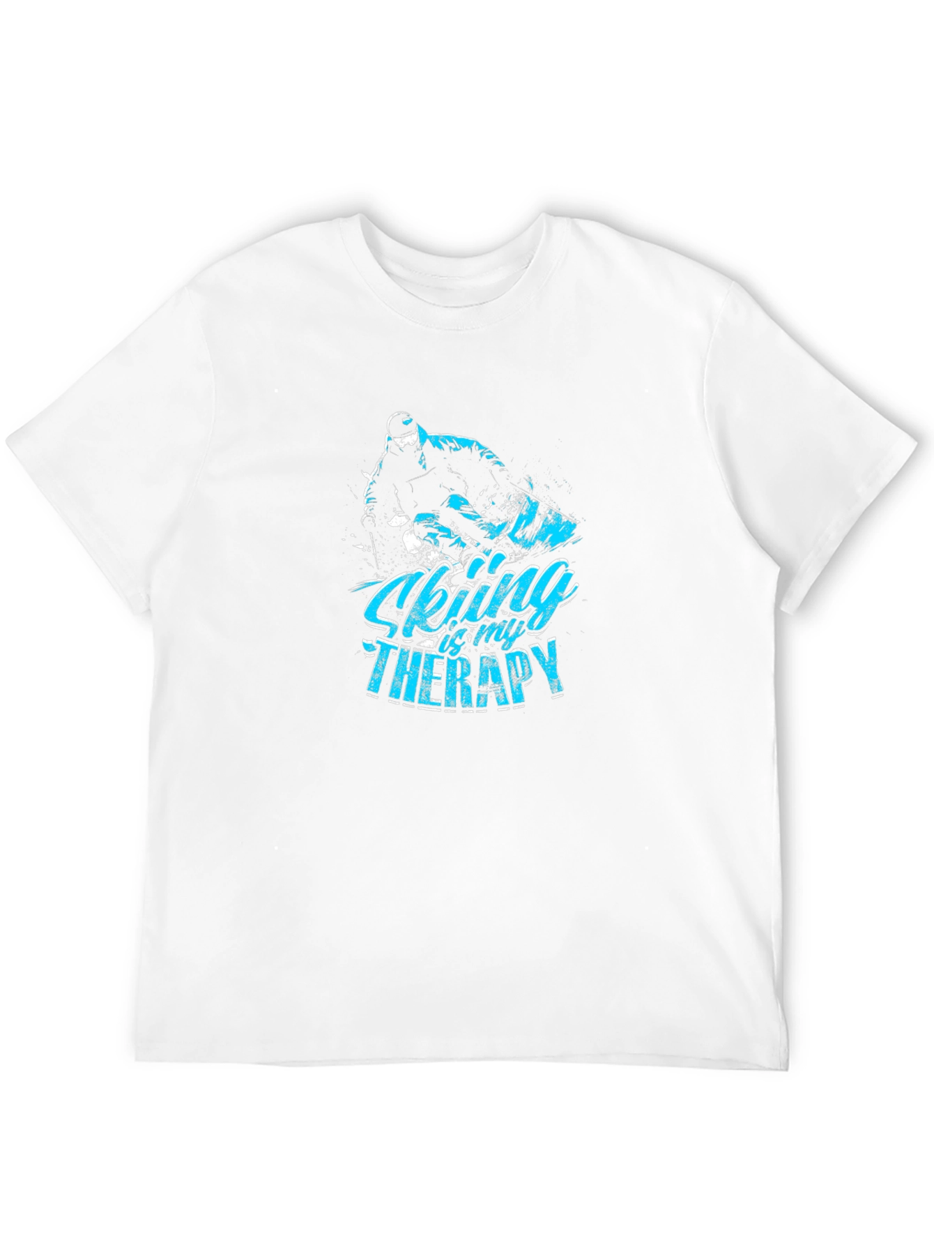 Skiing Therapy Graphic Tee - Black Cotton T-Shirt
