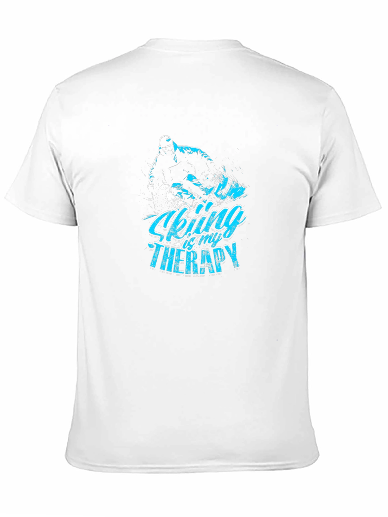 Skiing Therapy Graphic Tee - Black Cotton T-Shirt