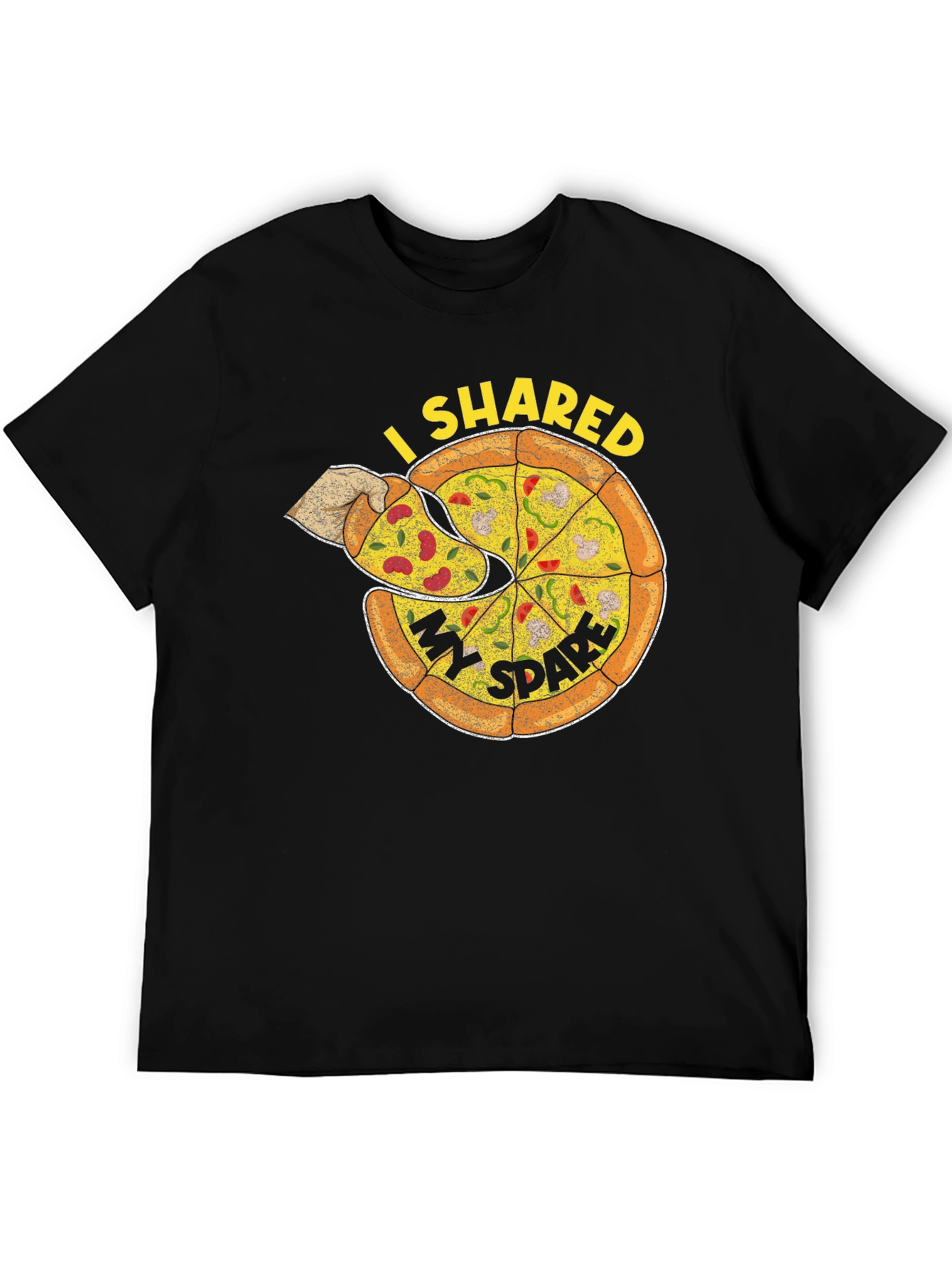 I Shared My Spare Pizza Graphic Tee - Black