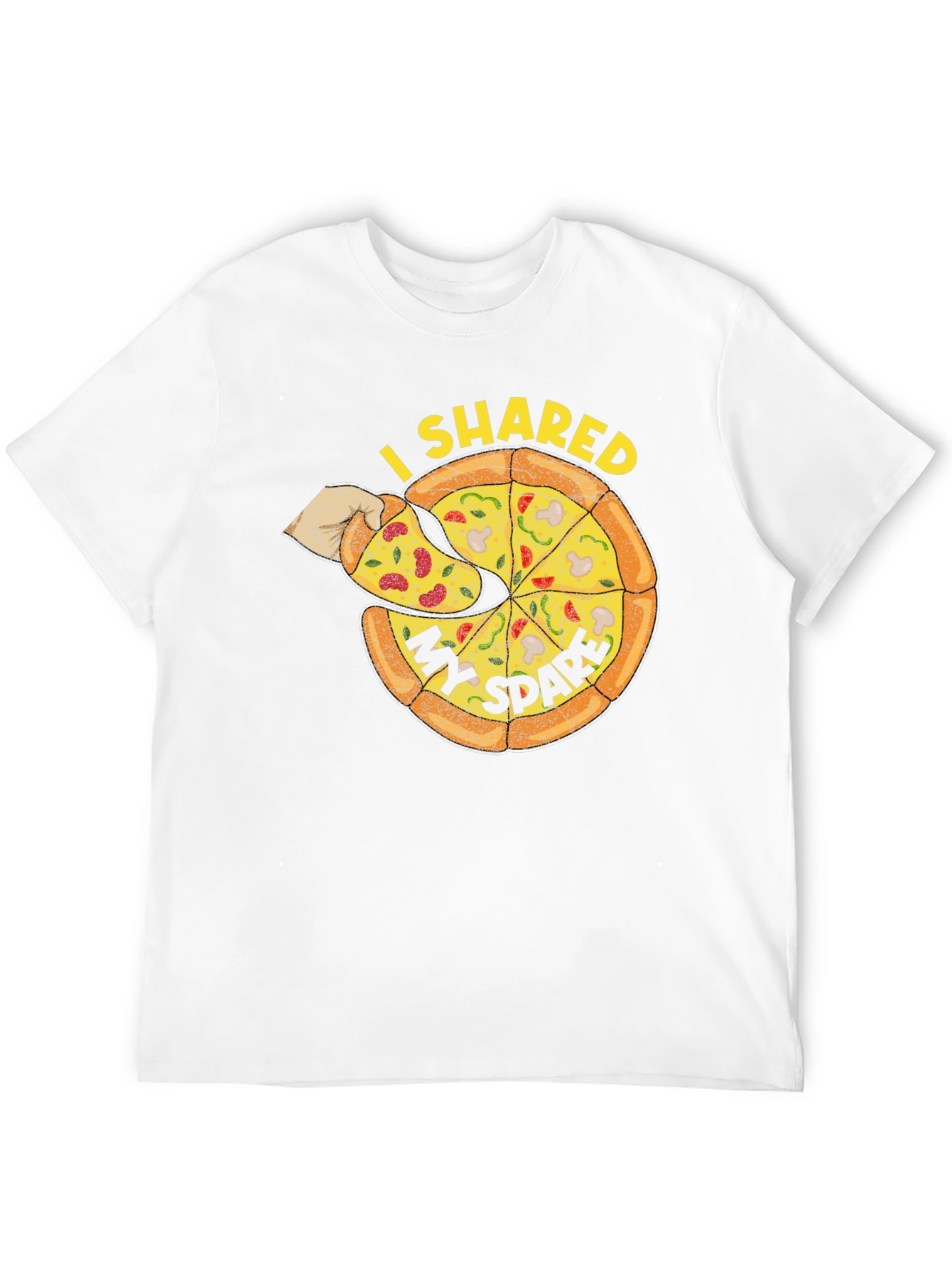 I Shared My Spare Pizza Graphic Tee - Black