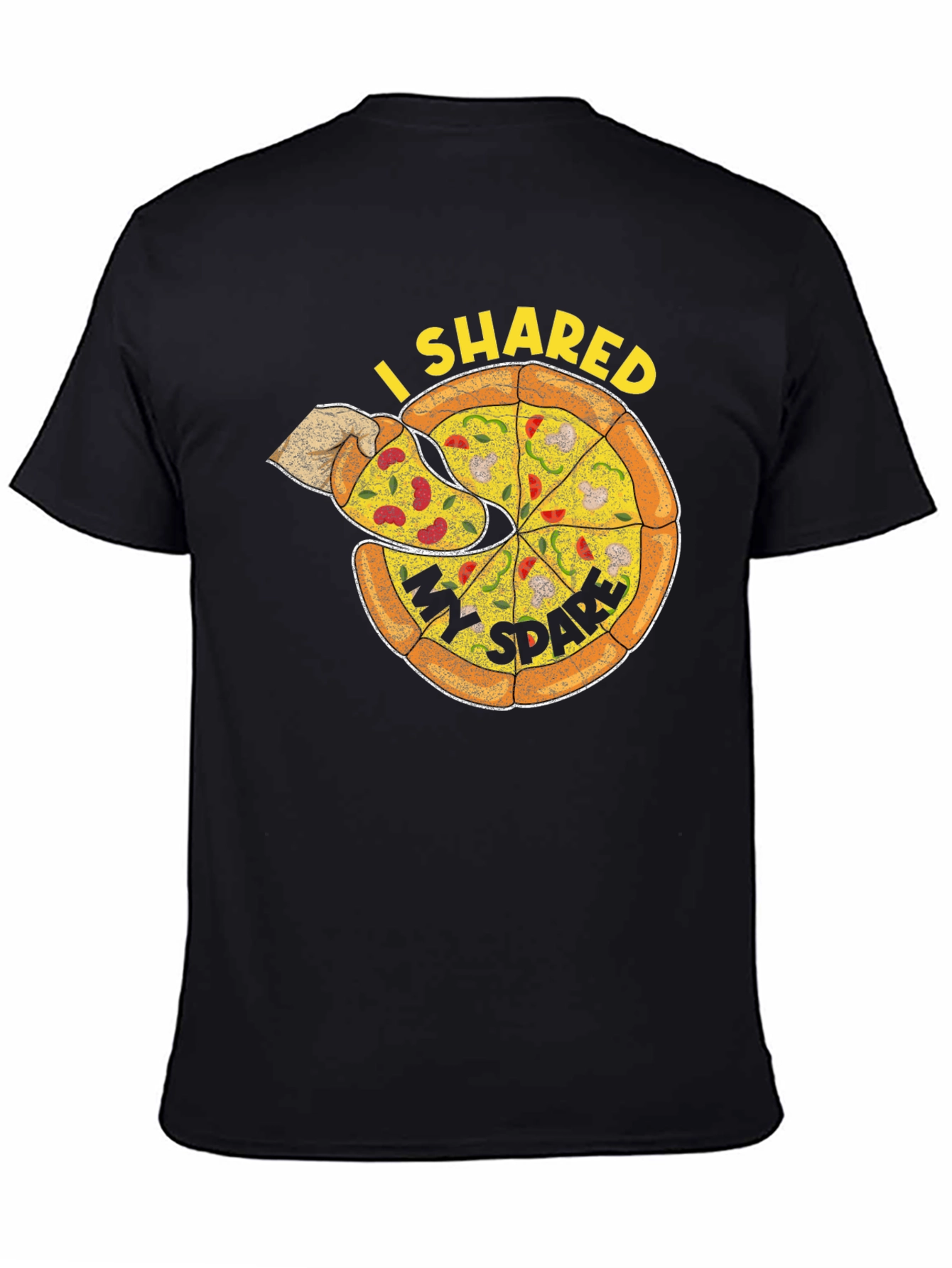 I Shared My Spare Pizza Graphic Tee - Black