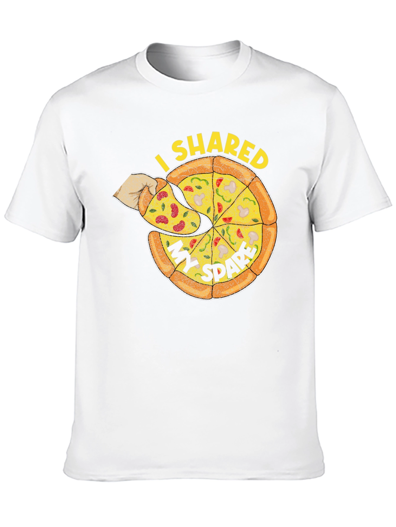 I Shared My Spare Pizza Graphic Tee - Black