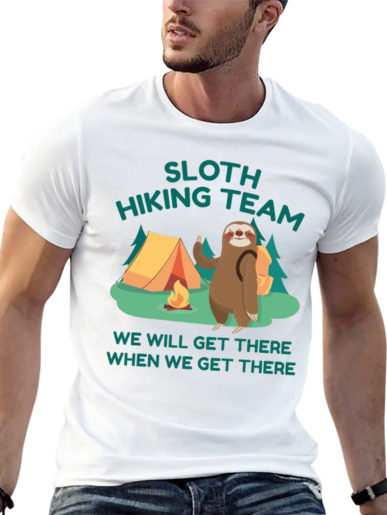 Sloth Hiking Team Graphic T-Shirt