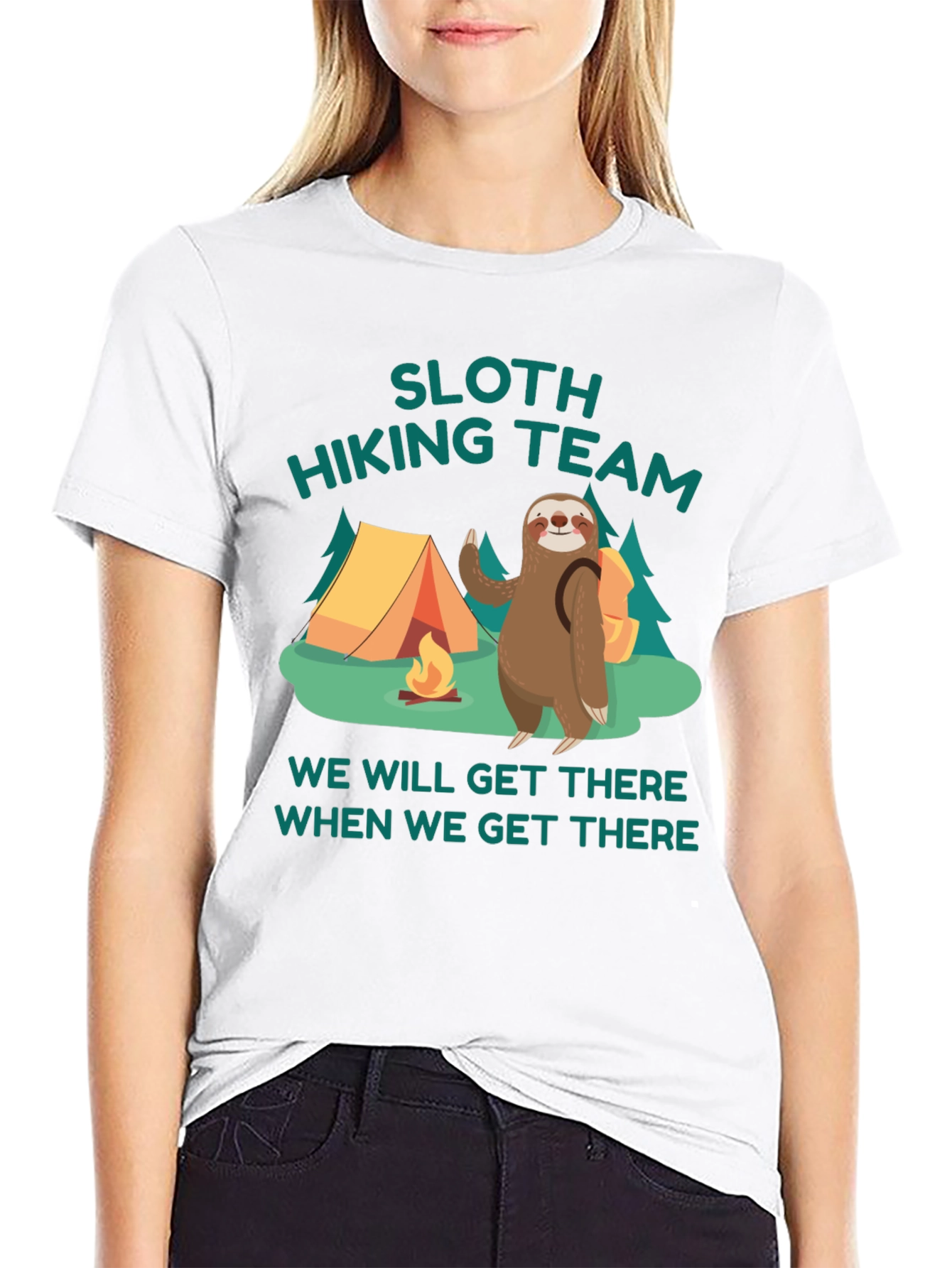Sloth Hiking Team Graphic T-Shirt
