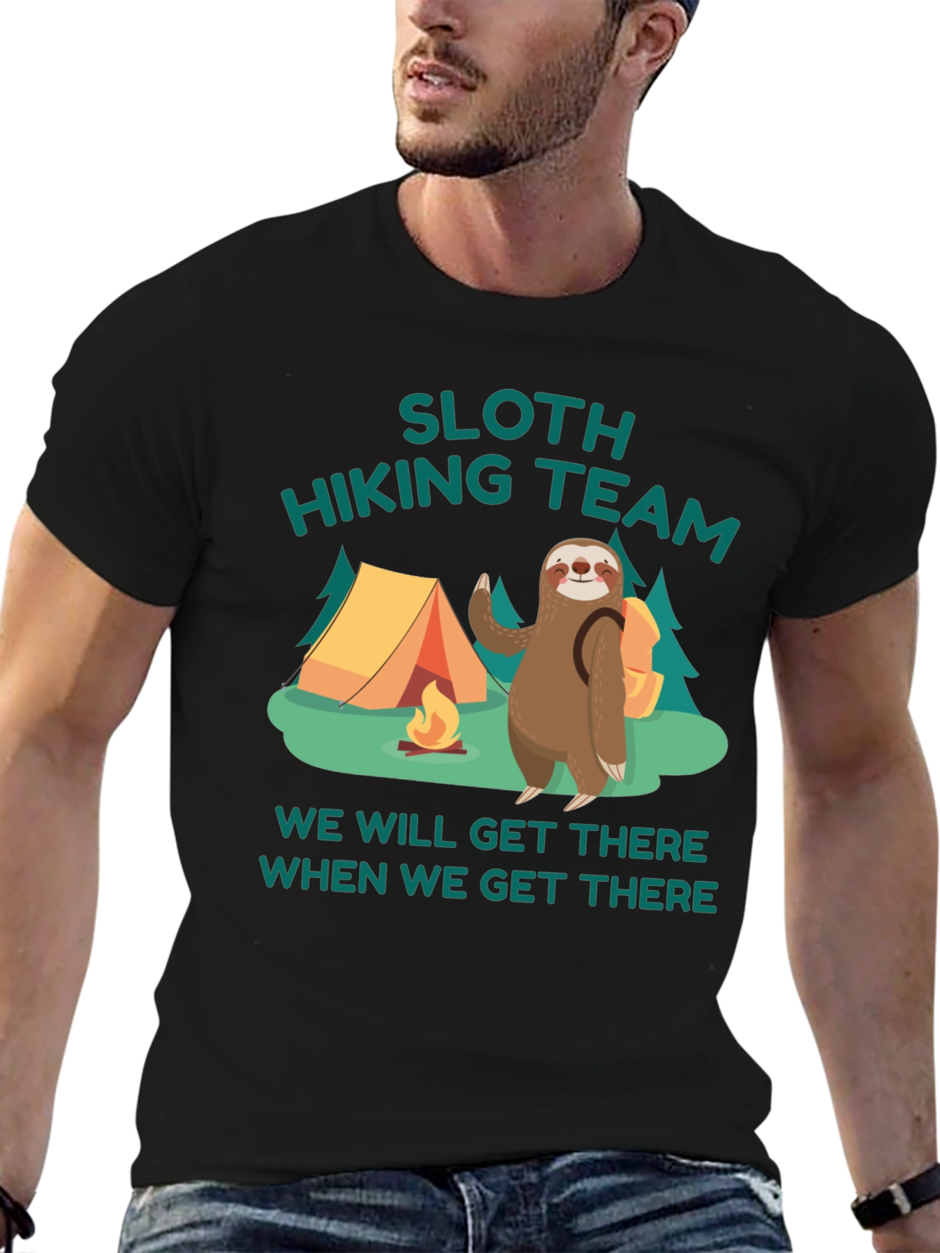 Sloth Hiking Team Graphic T-Shirt