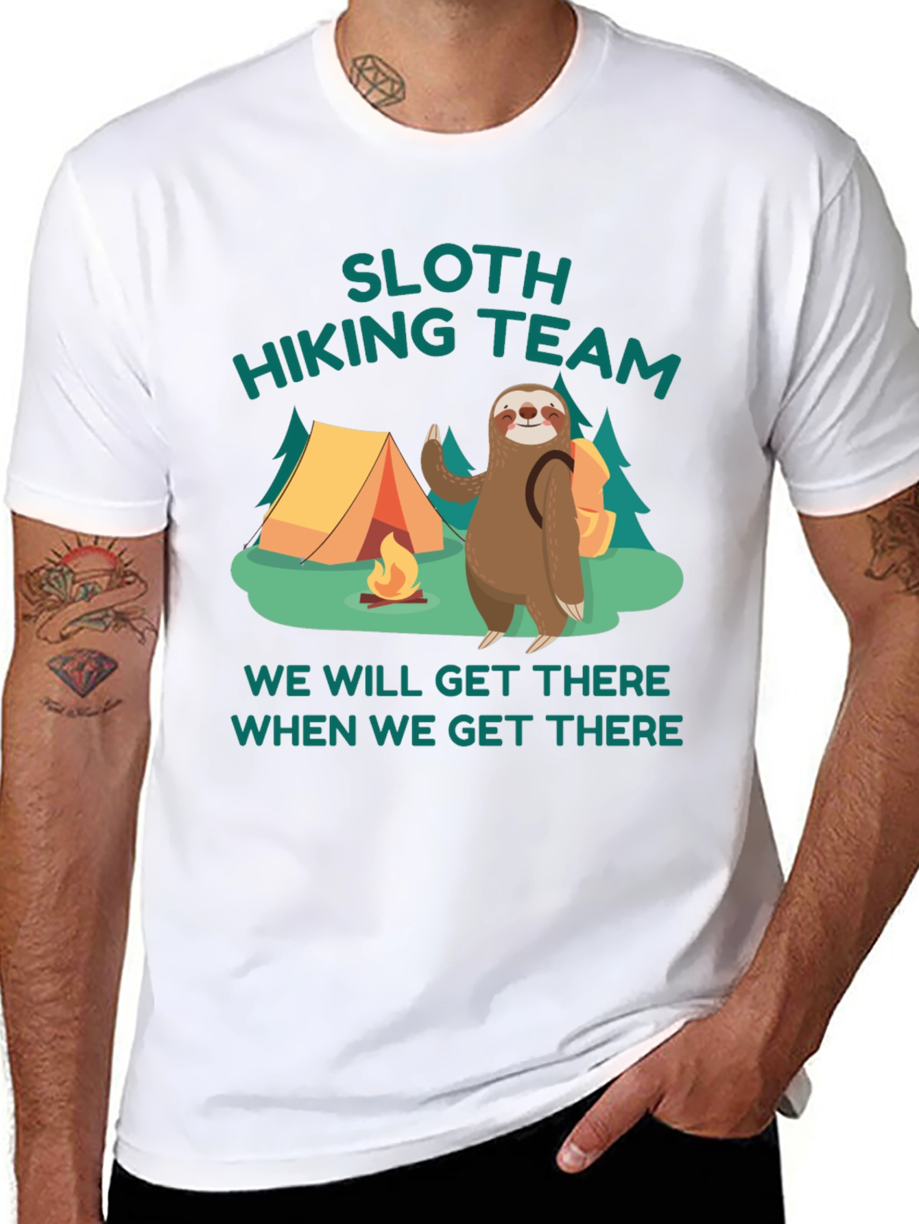 Sloth Hiking Team Graphic T-Shirt